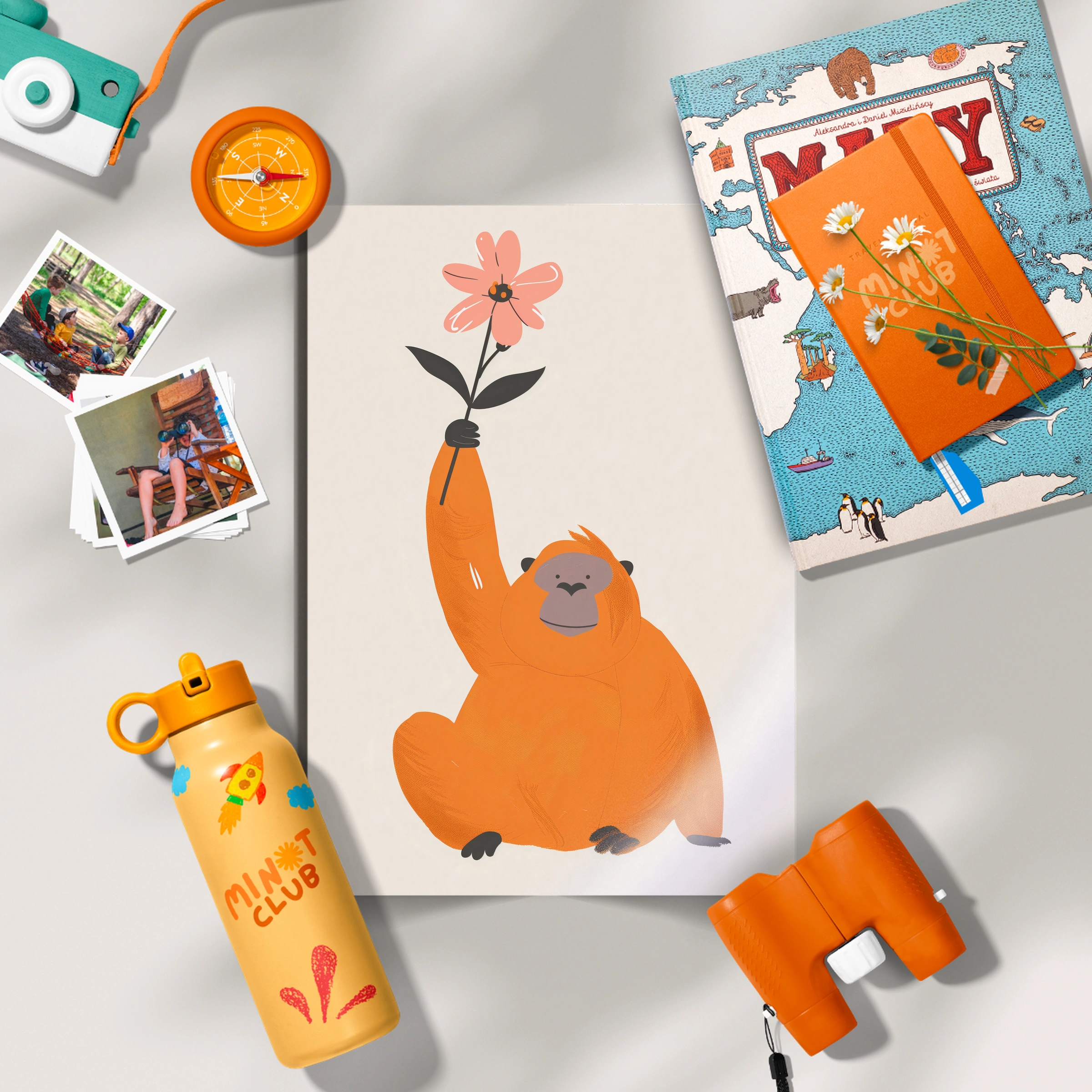 Orangutan with a Flower Nursery Print