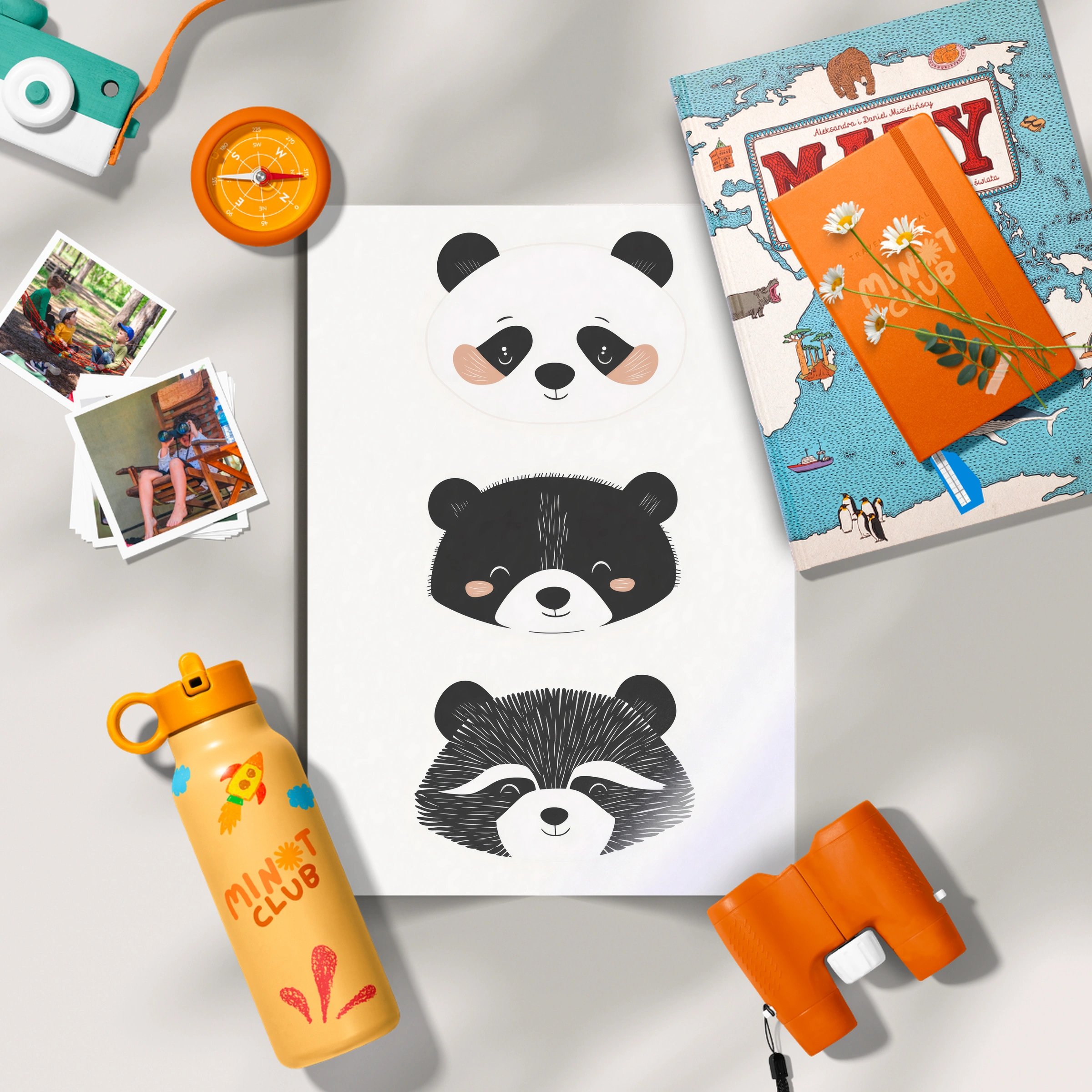 Panda Bear Raccoon Nursery Print