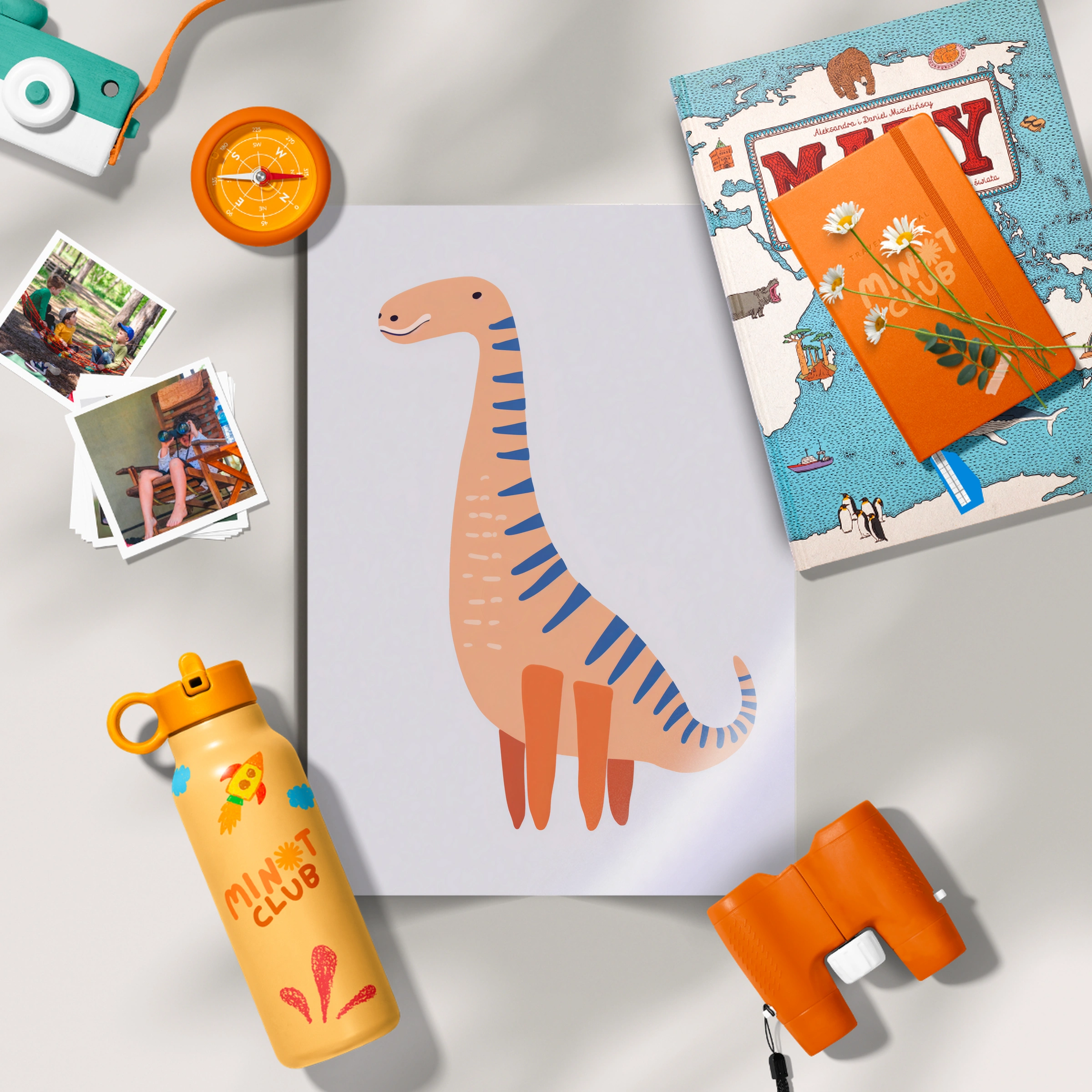 Peach Dinosaur Nursery Print