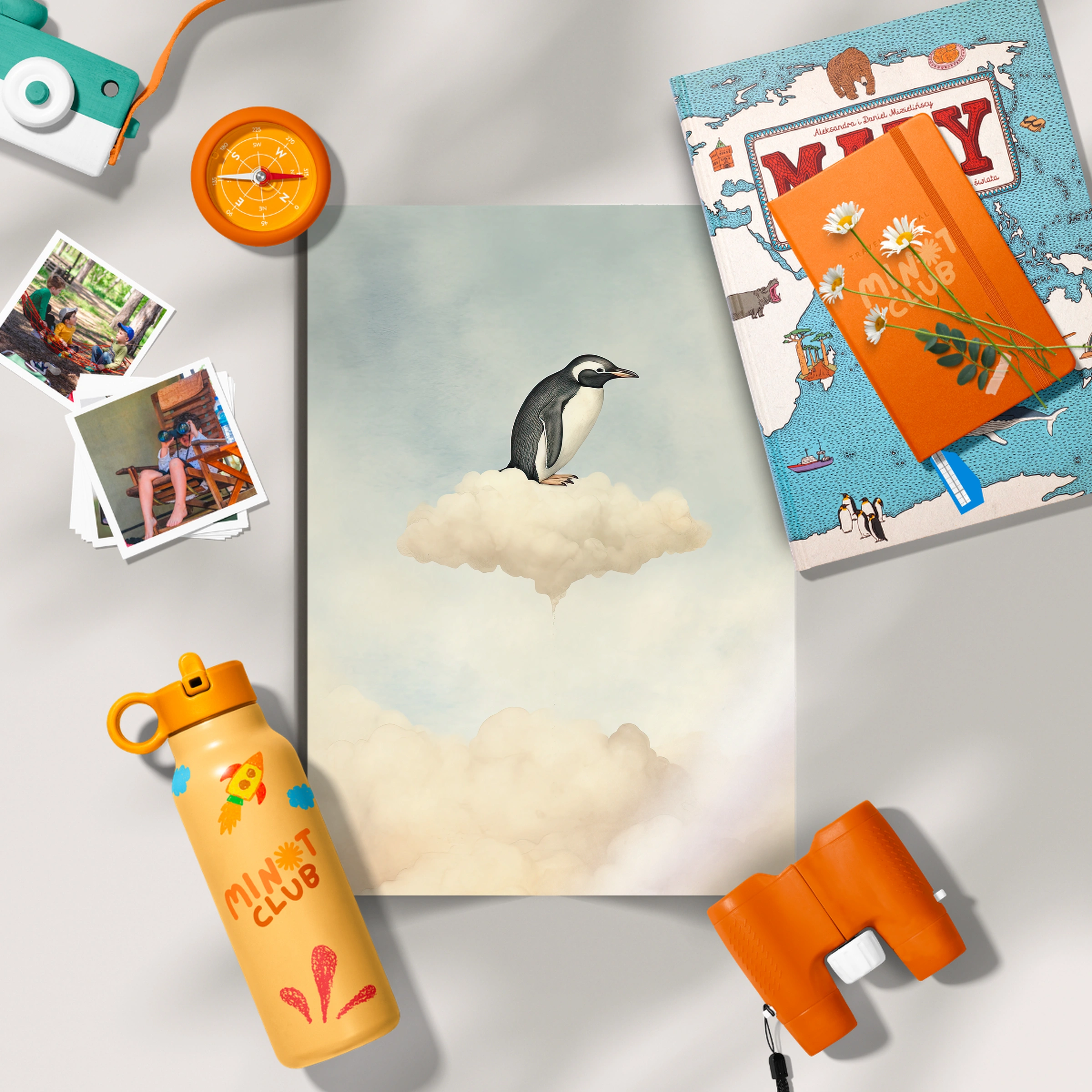 Penguin on a Cloud Nursery Print