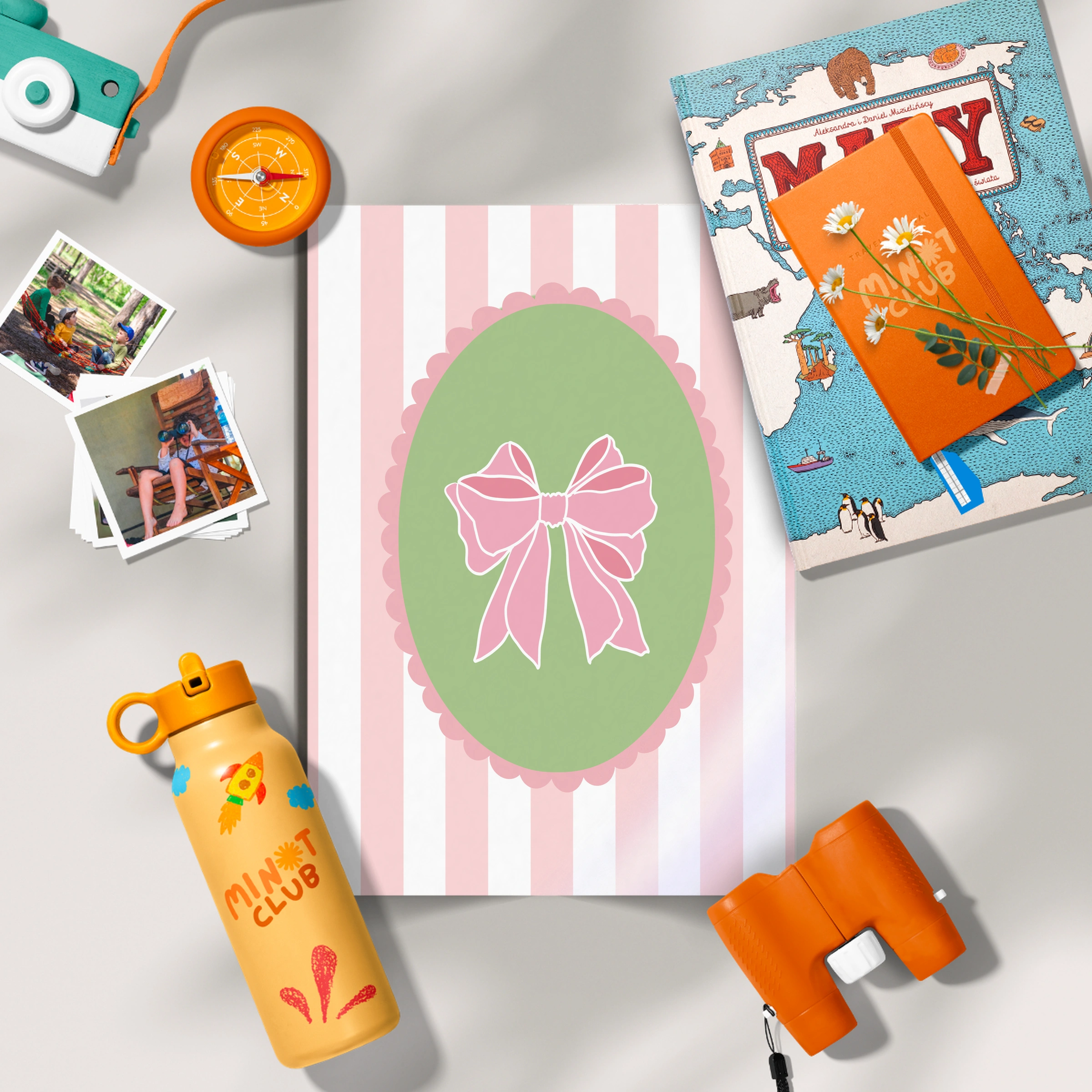 Pink Bow Cameo Three Nursery Print