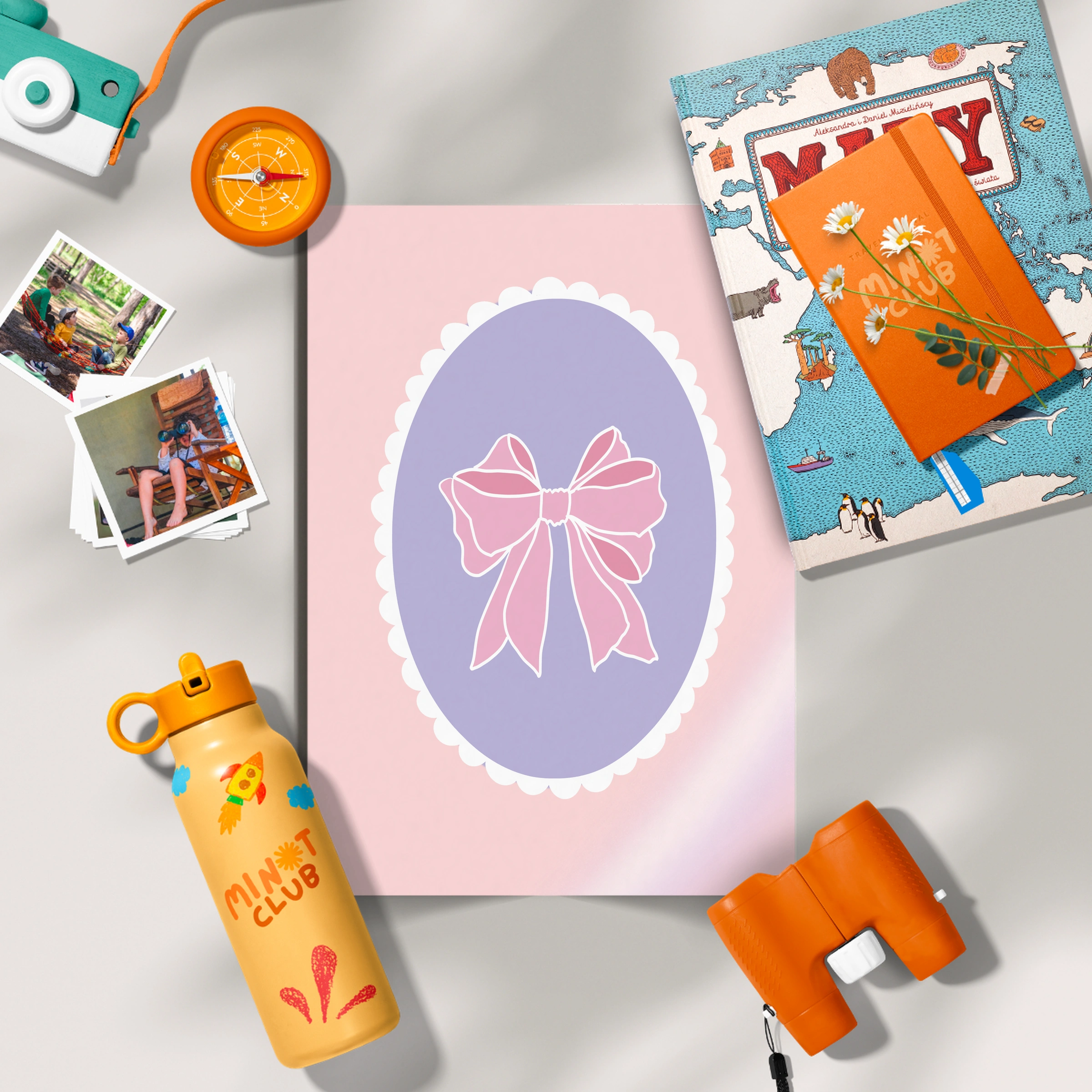 Pink Bow Cameo Two Nursery Print