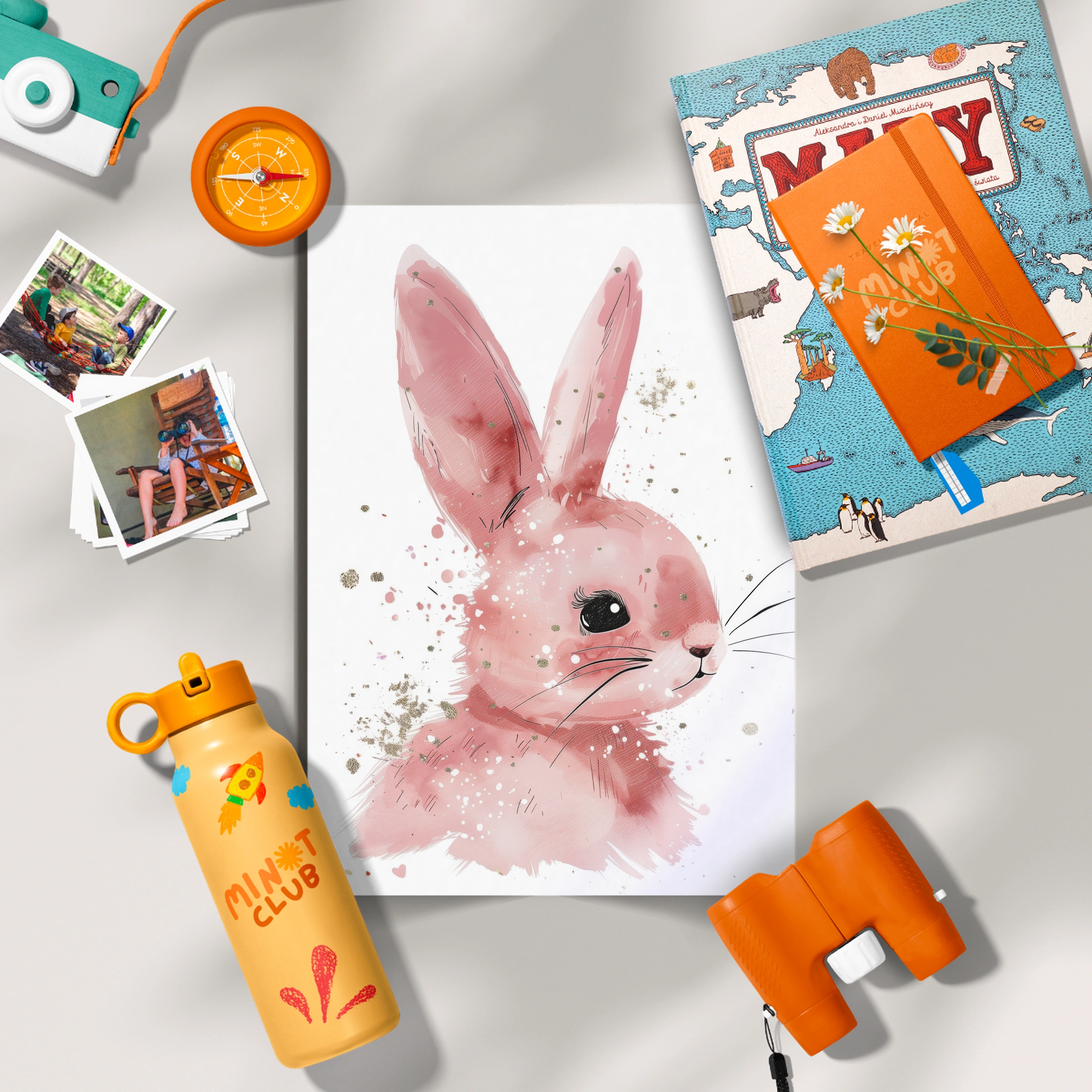 Pink Bunny Nursery Print