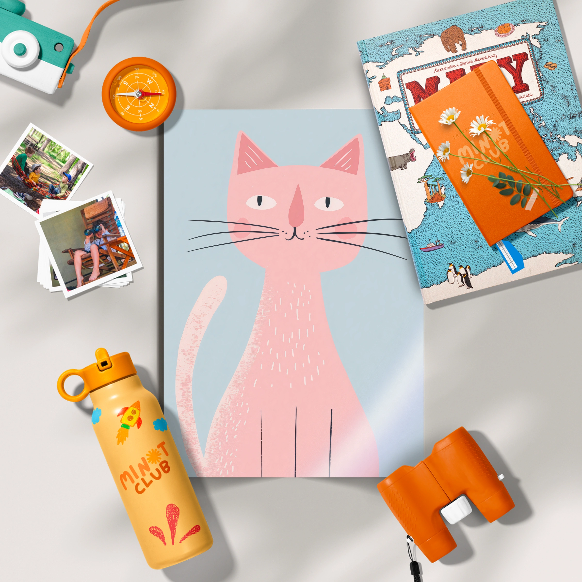 Pink Cat Nursery Print