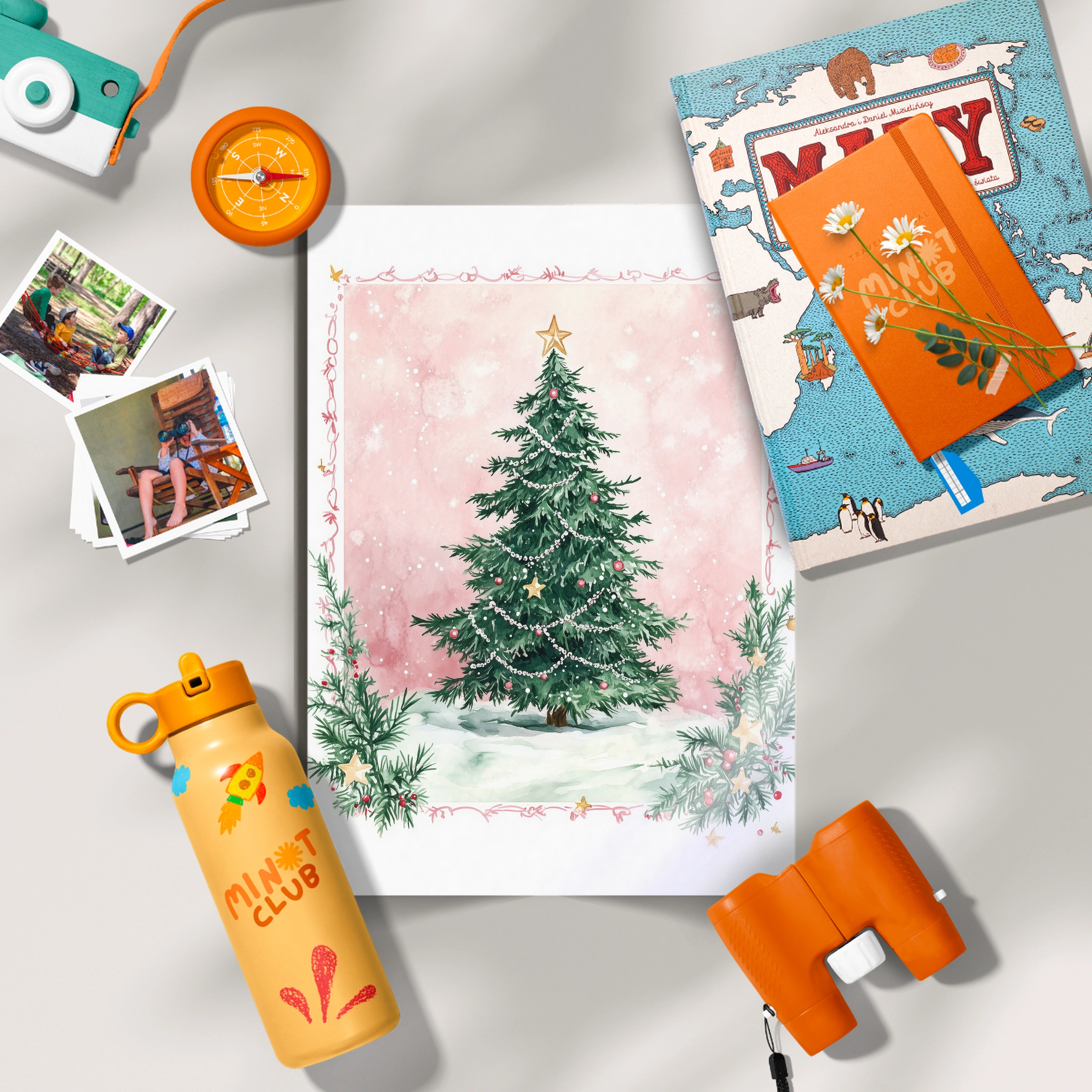 Pink Christmas Tree Two Print