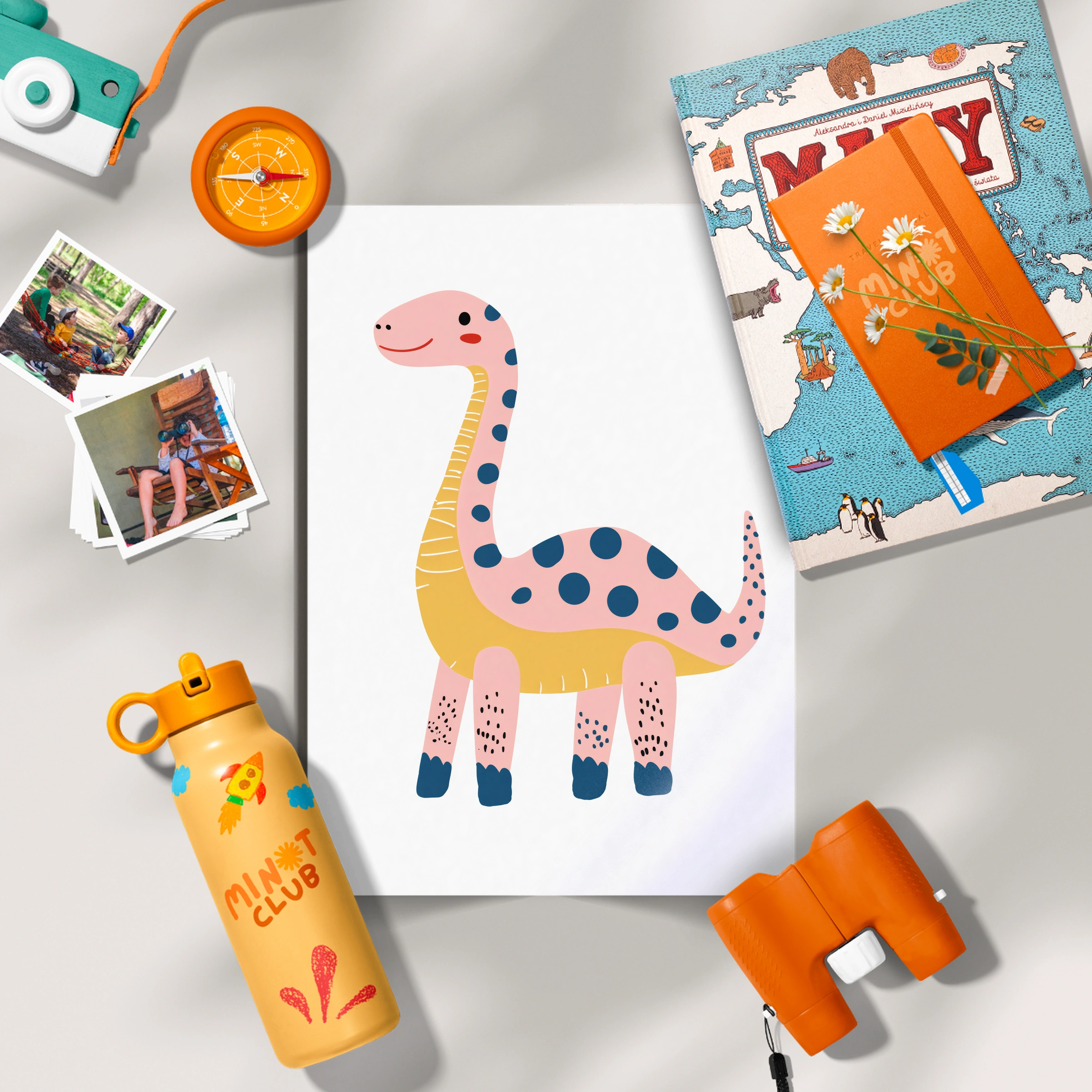 Pink Dino Nursery Print
