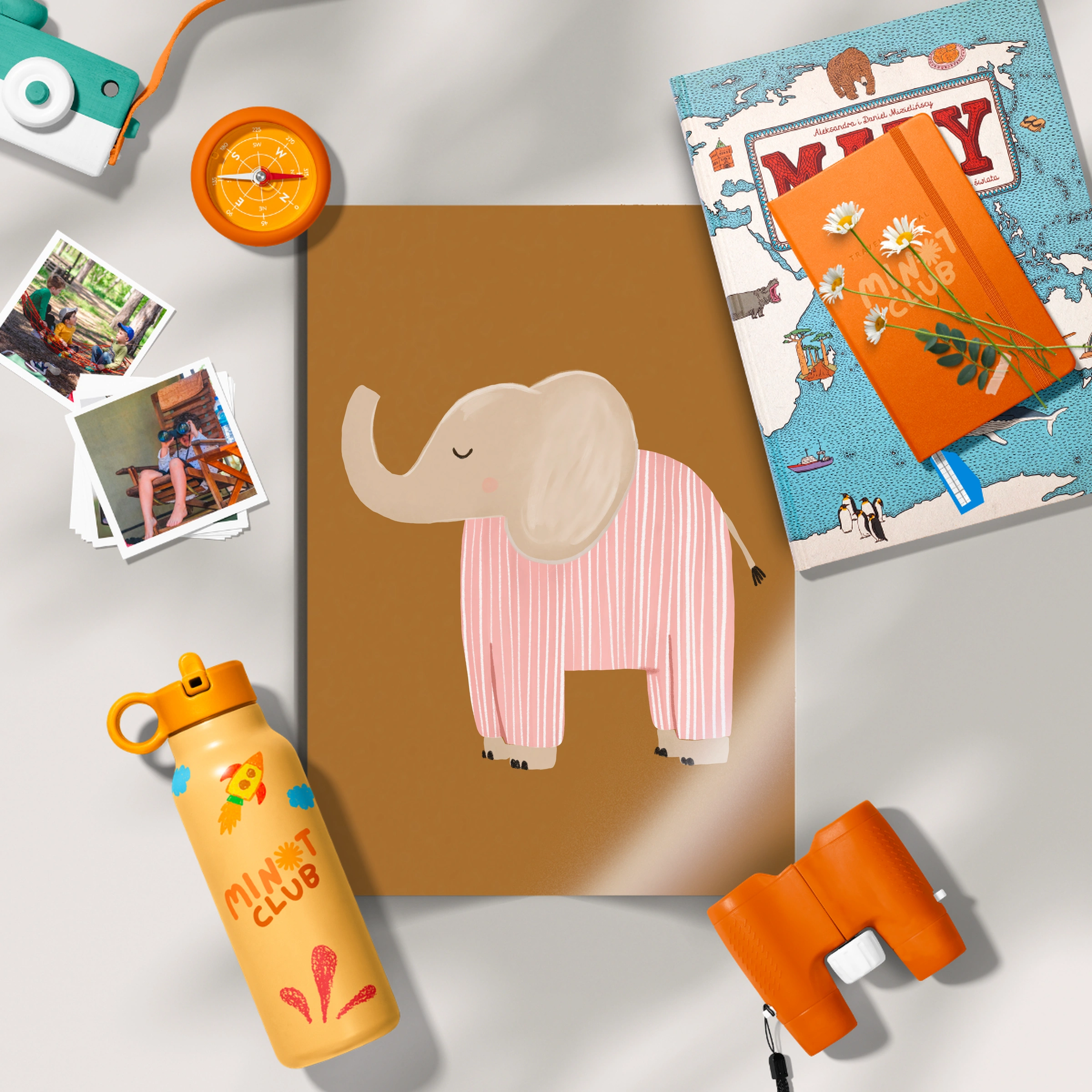 Pink Elephant Nursery Print