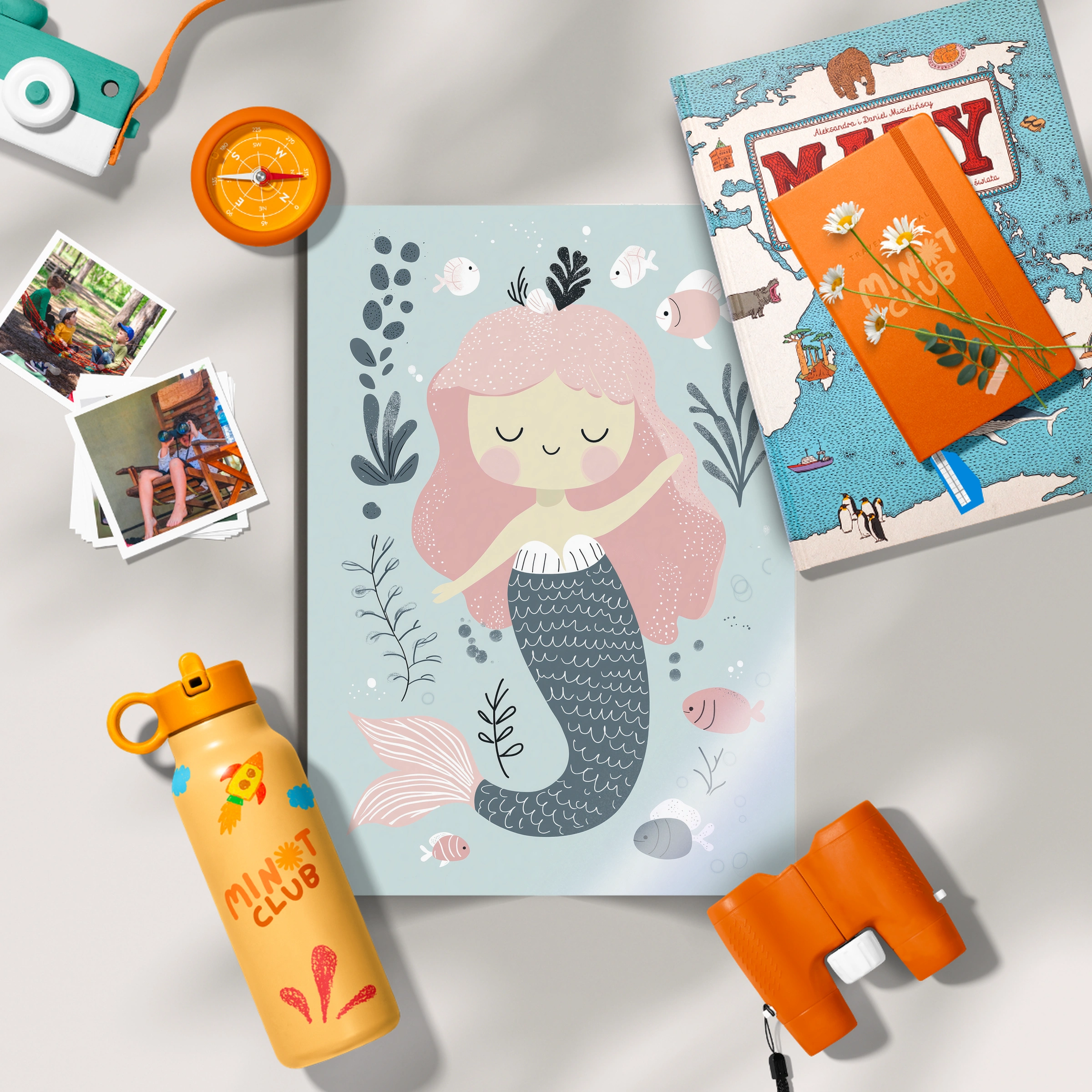Pink Mermaid Nursery Print