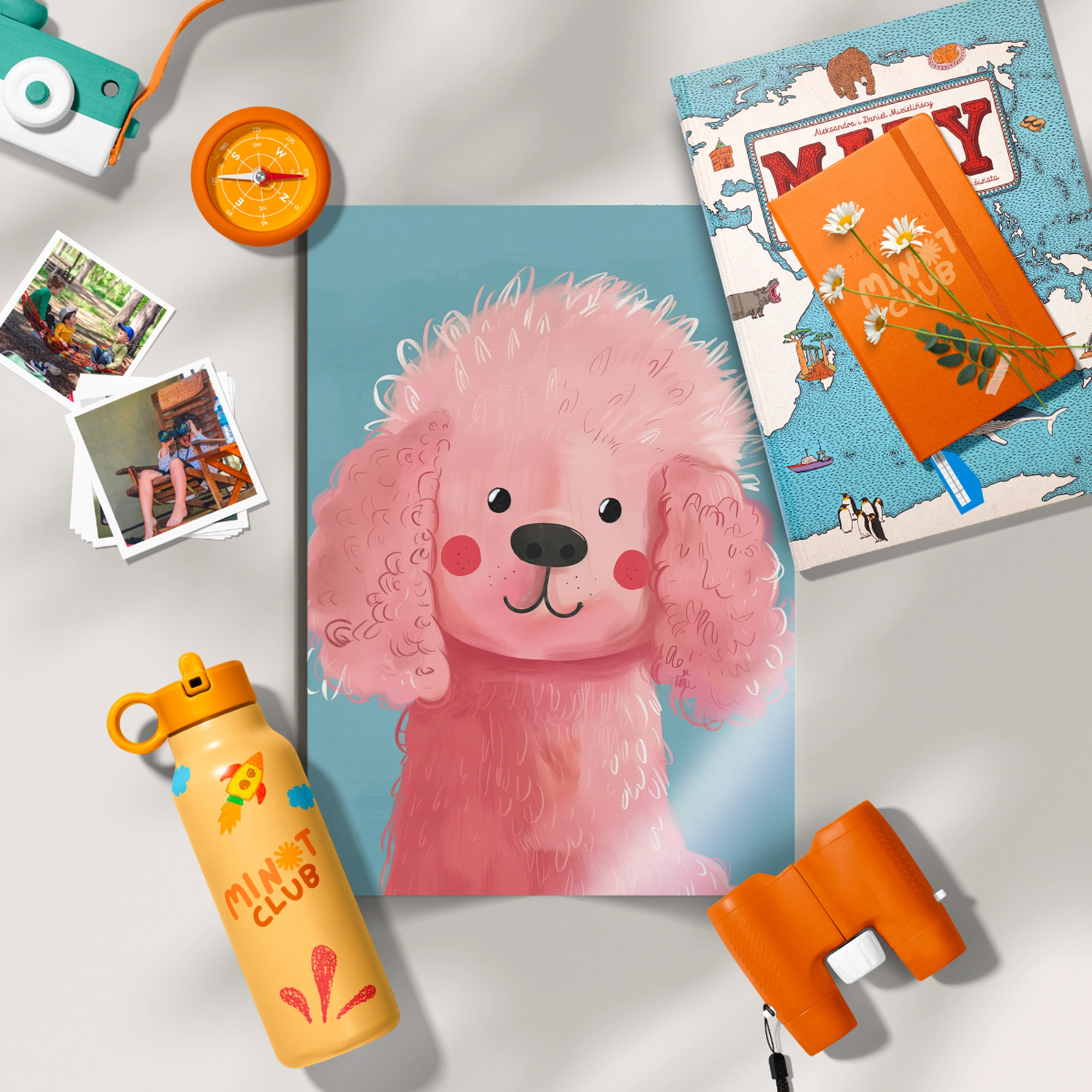 Pink Poodle Portrait Nursery Print