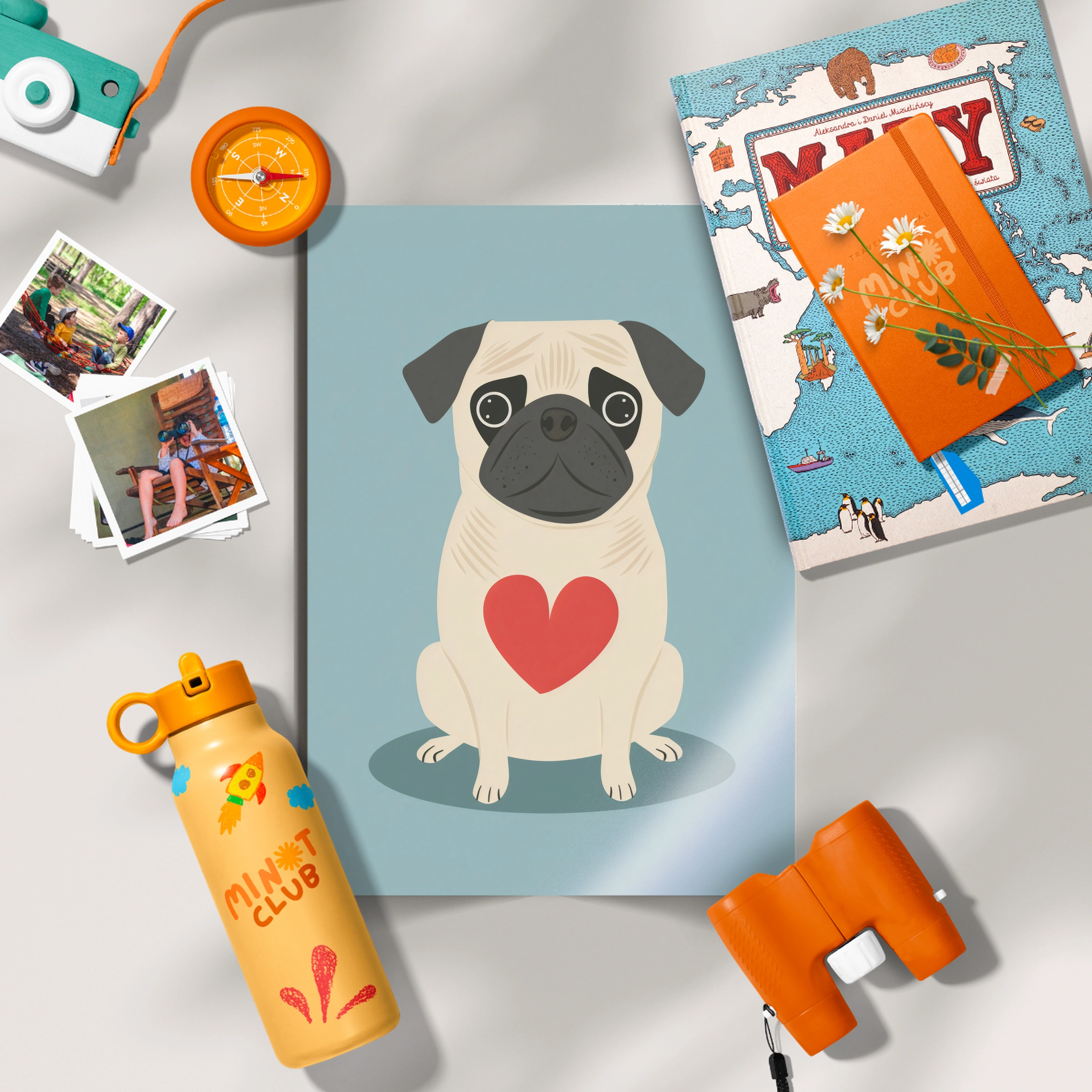 Pug with a Heart Nursery Print