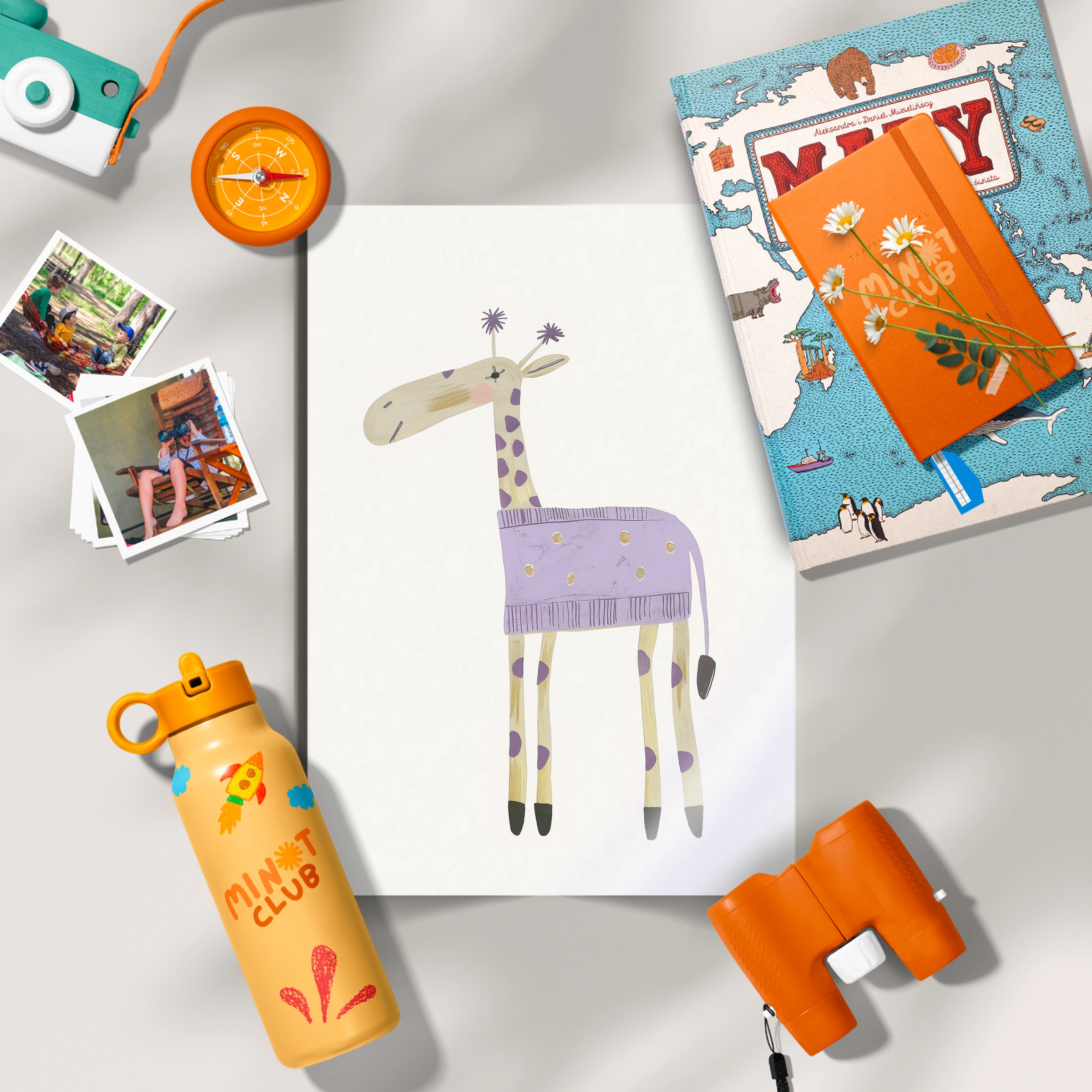 Purple Giraffe Nursery Print