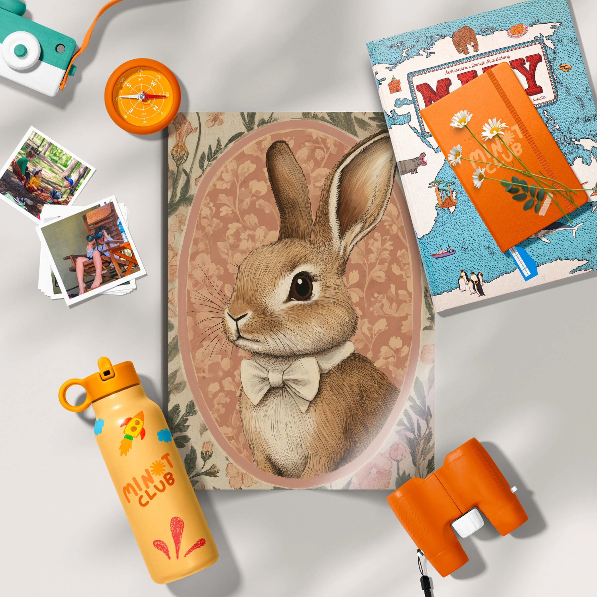 Rabbit Cameo in Terracotta Nursery Print