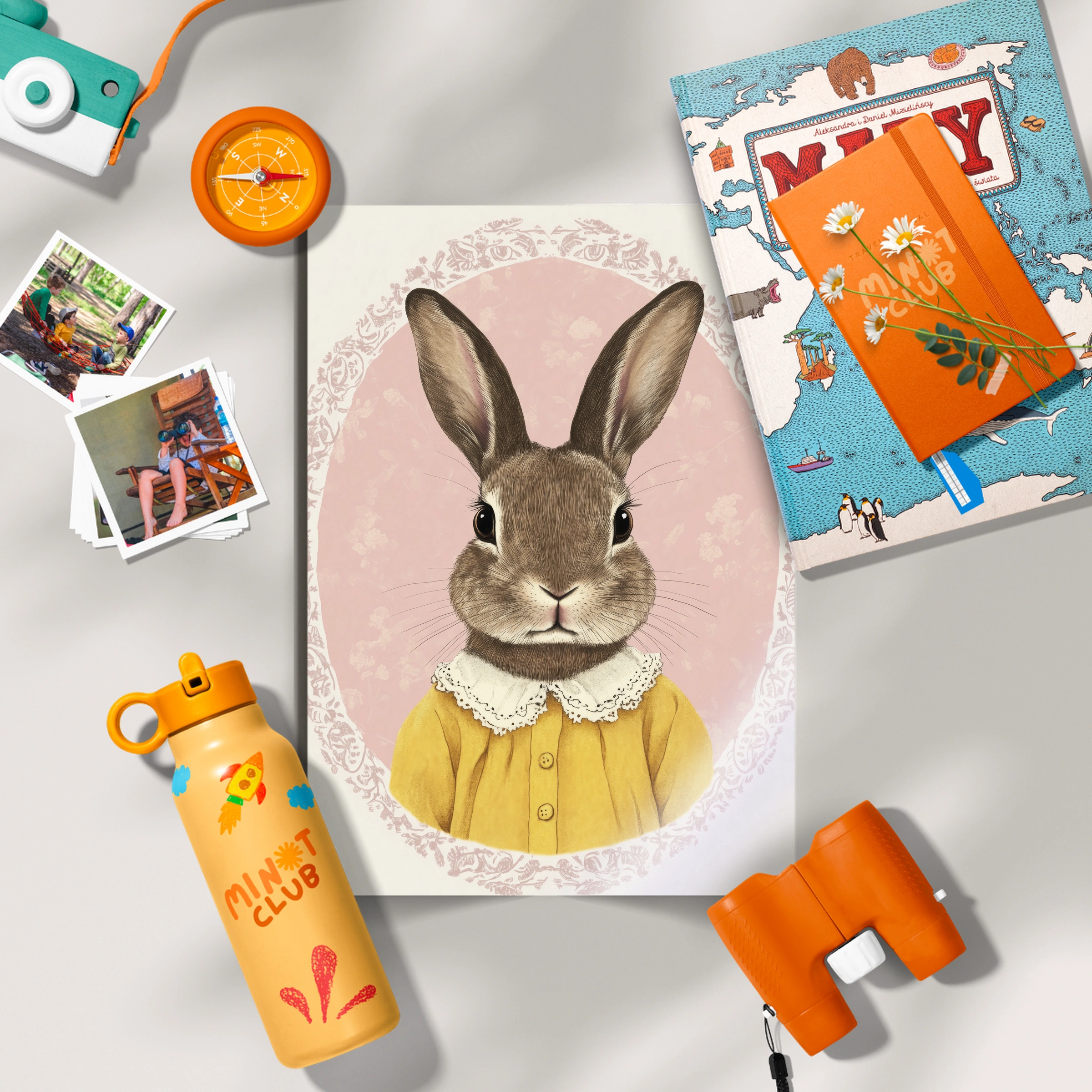 Rabbit Cameo in Yellow Nursery Print