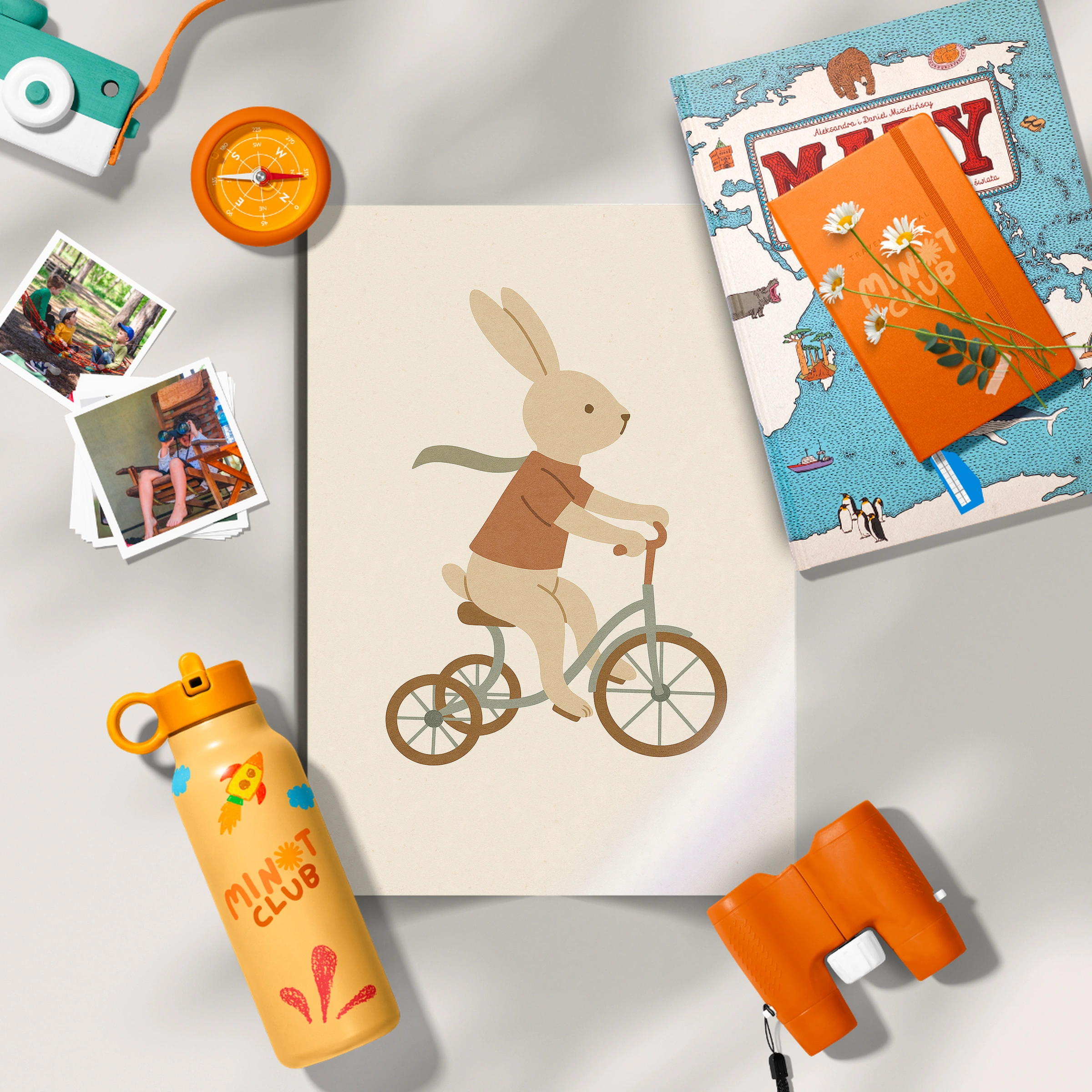Rabbit Cyclist Nursery Print
