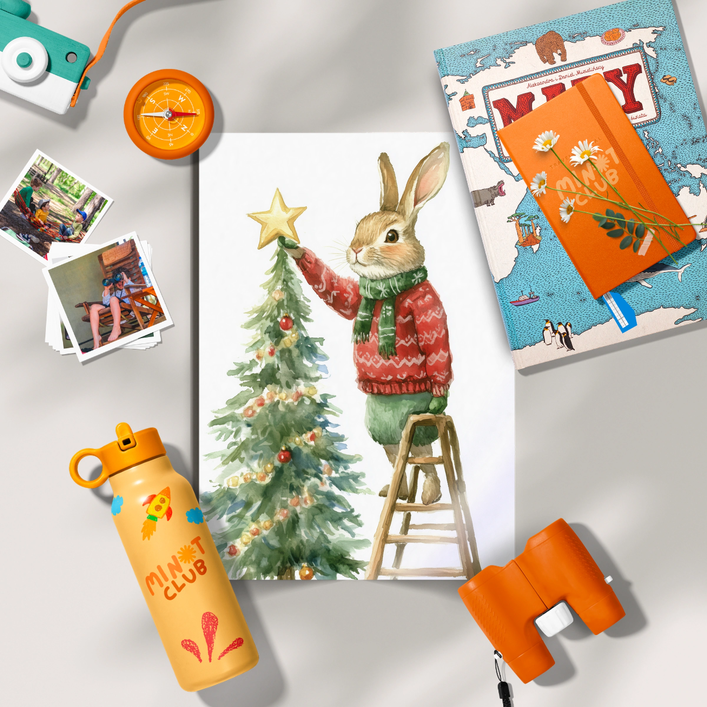 Rabbit Decorating the Tree Christmas Print