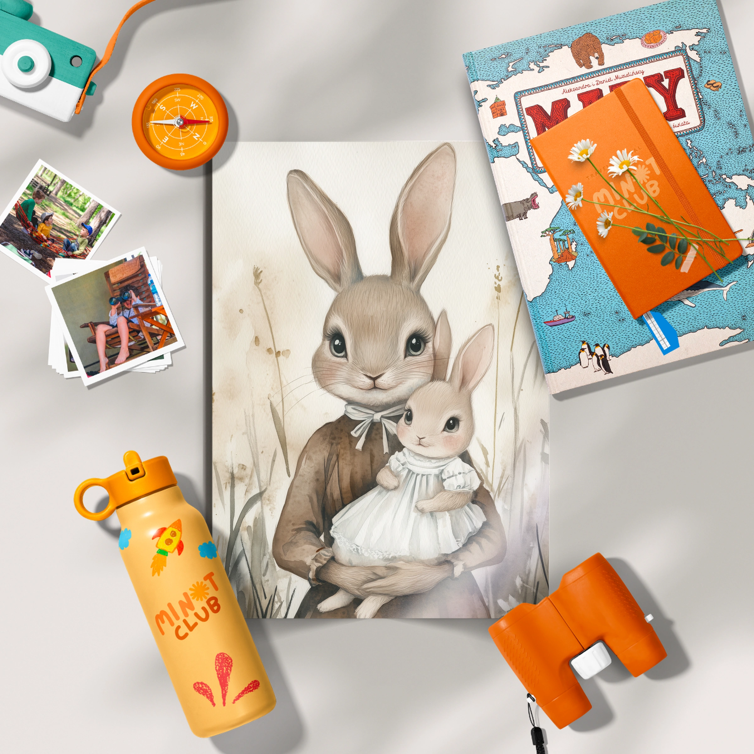 Rabbit Holding Baby Nursery Print