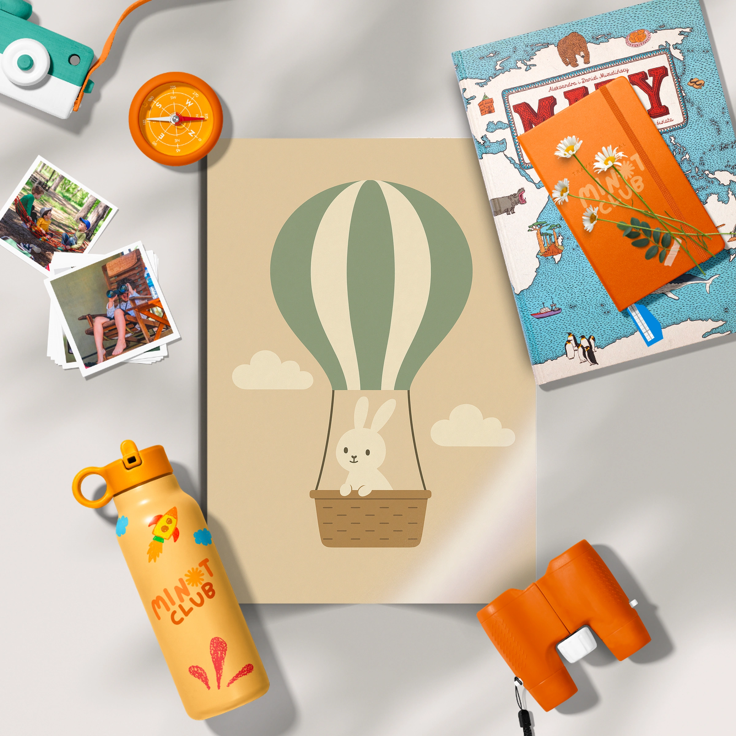 Rabbit Hot Air Balloon Nursery Print