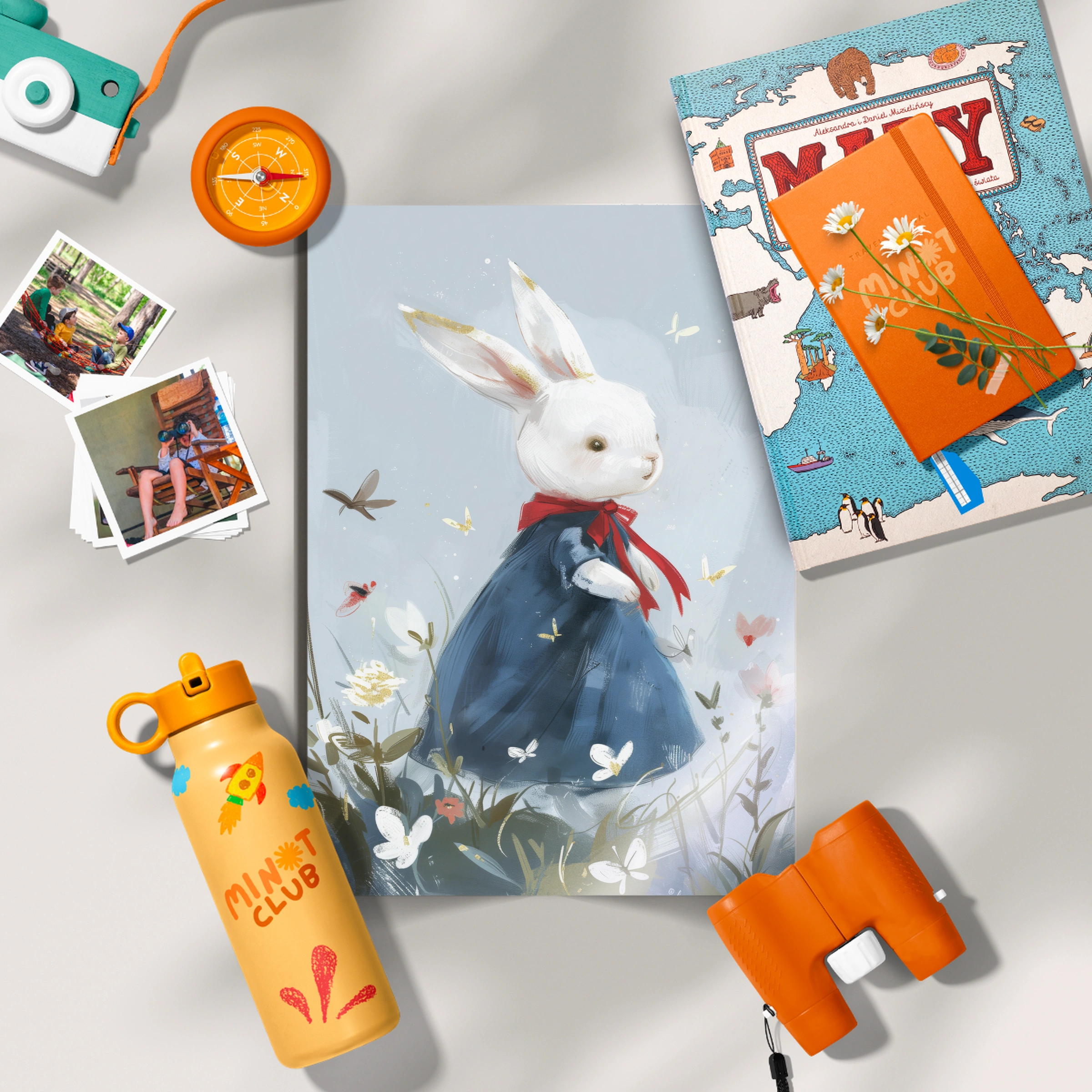 Rabbit in a Blue Dress Nursery Print