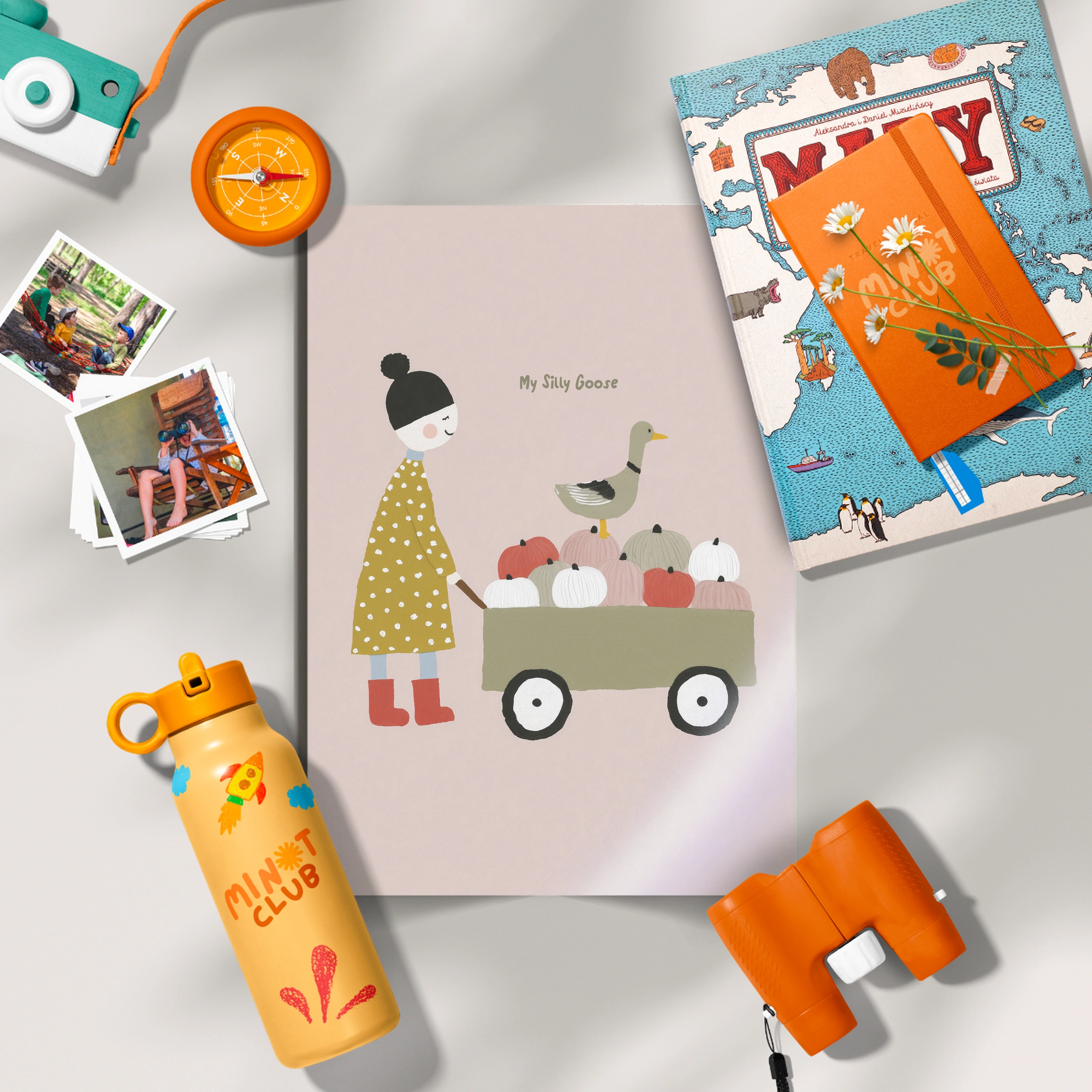 Rabbit in a Wagon Nursery Print