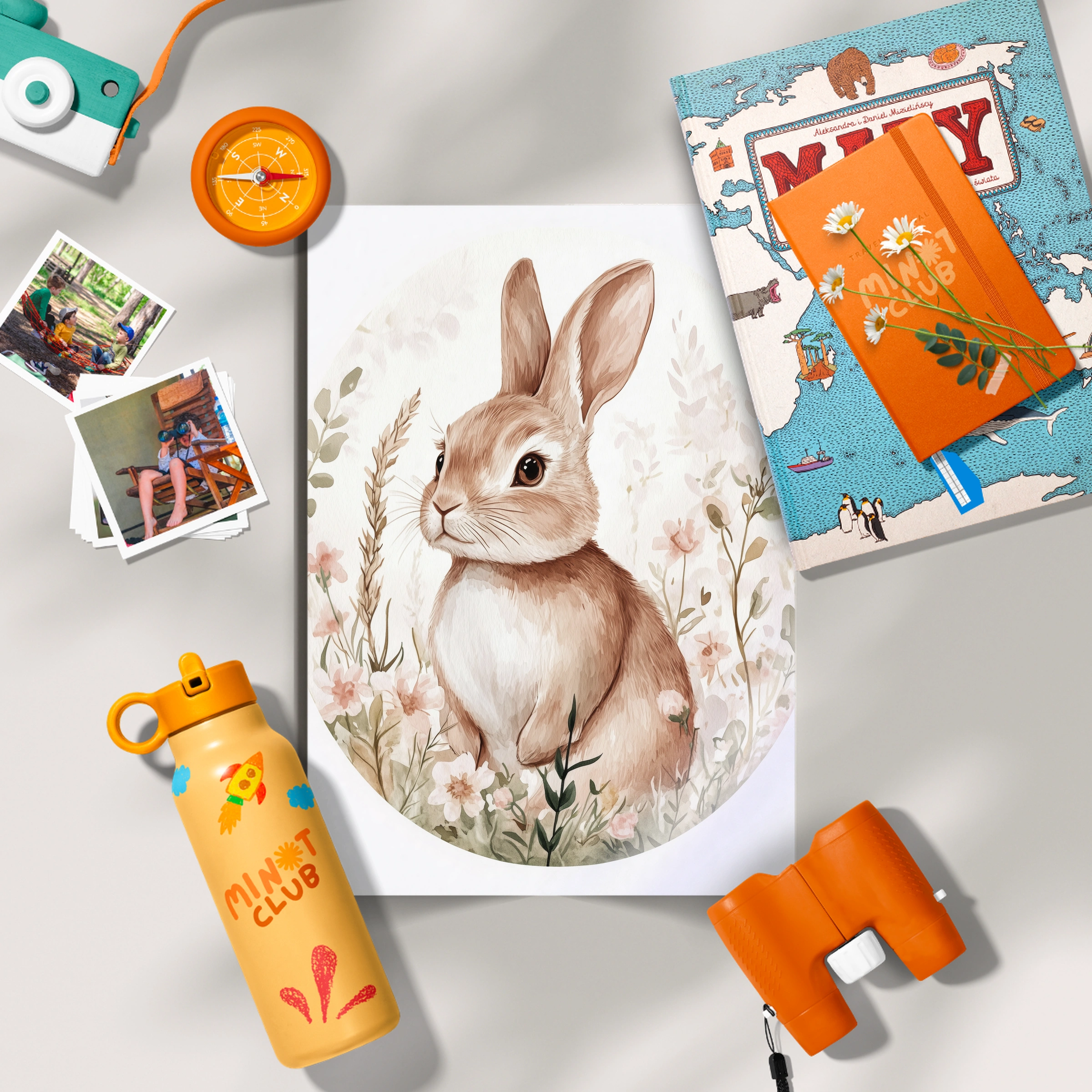 Rabbit in Wildflowers Nursery Print