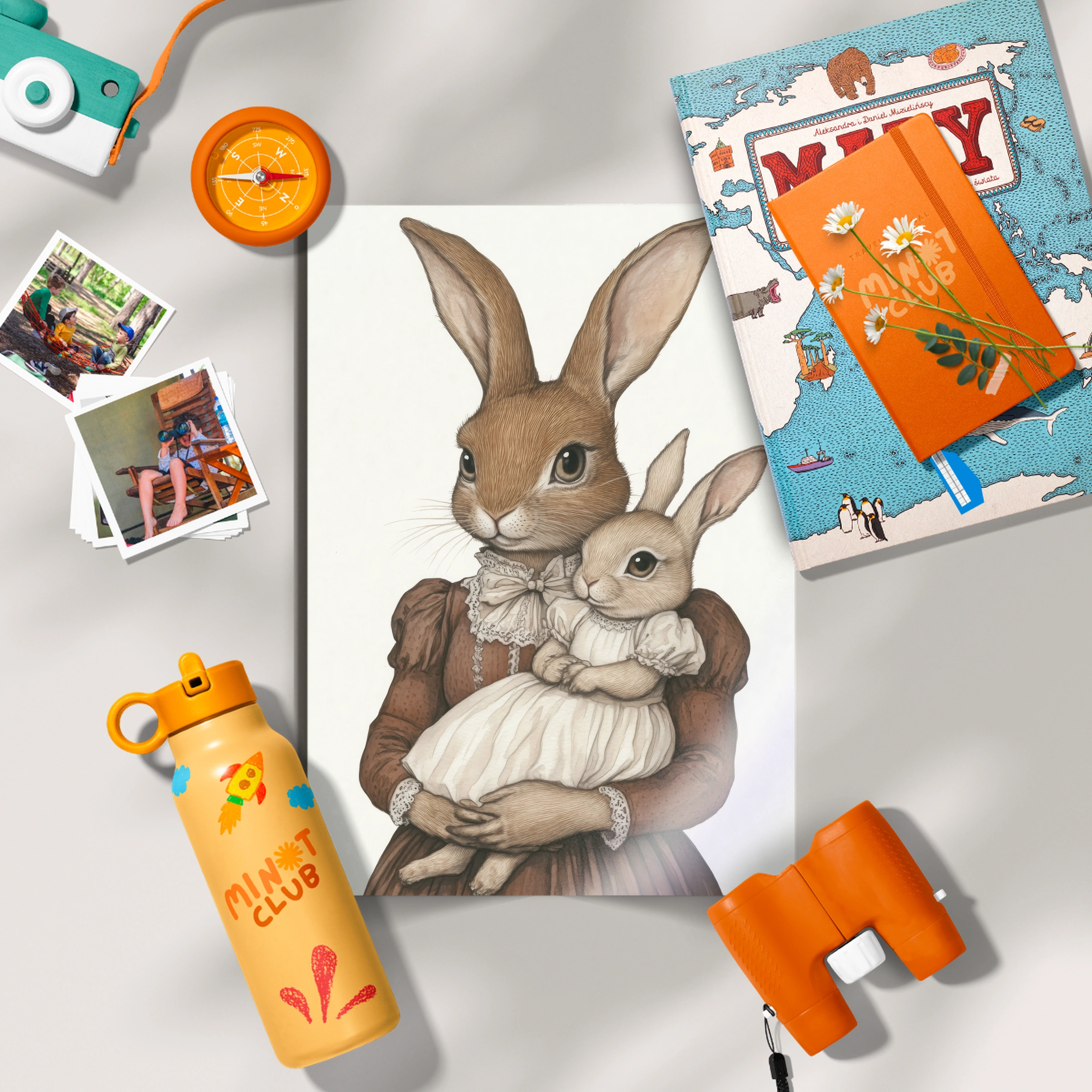 Rabbit Mother and Baby Nursery Print