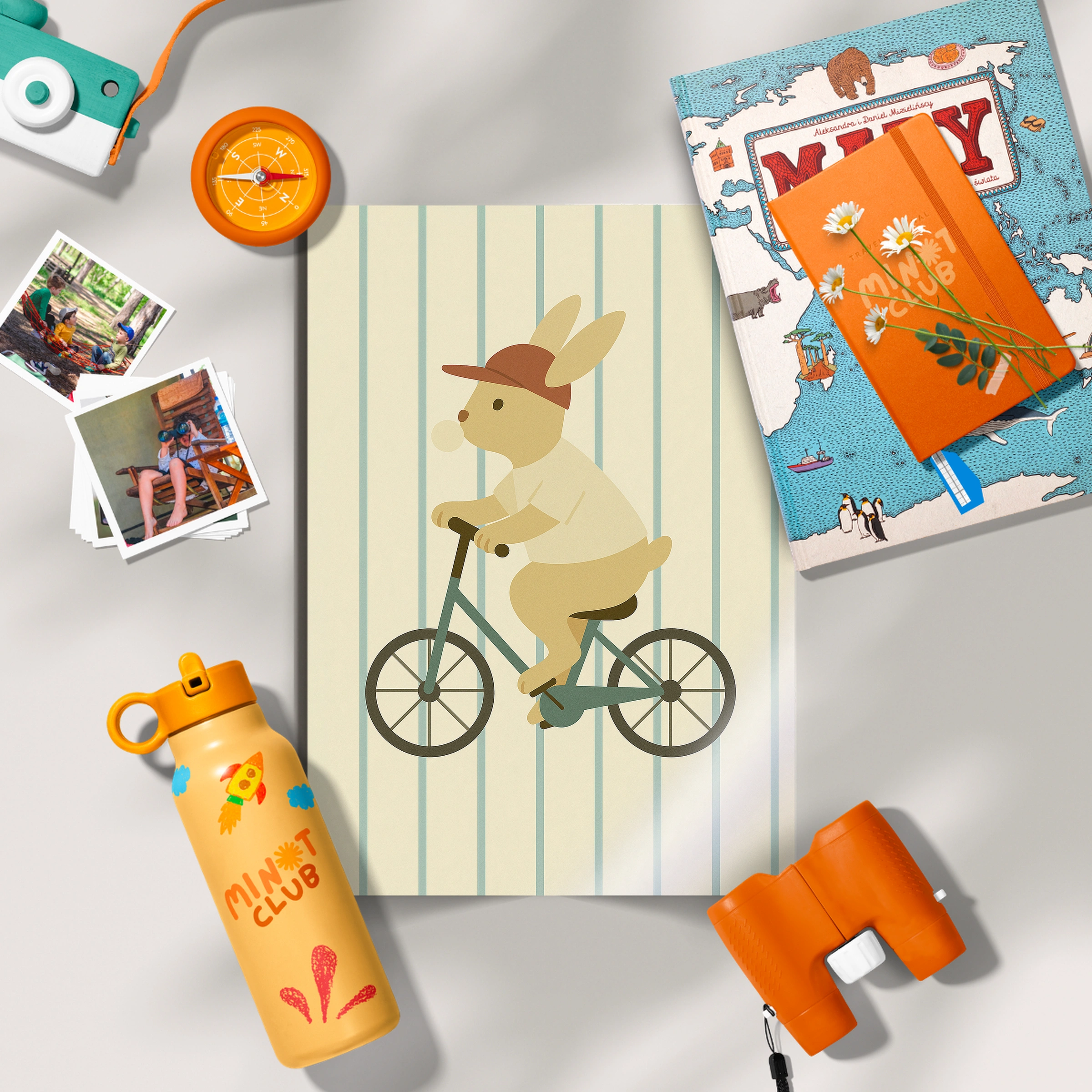 Rabbit on a Bicycle Nursery Print