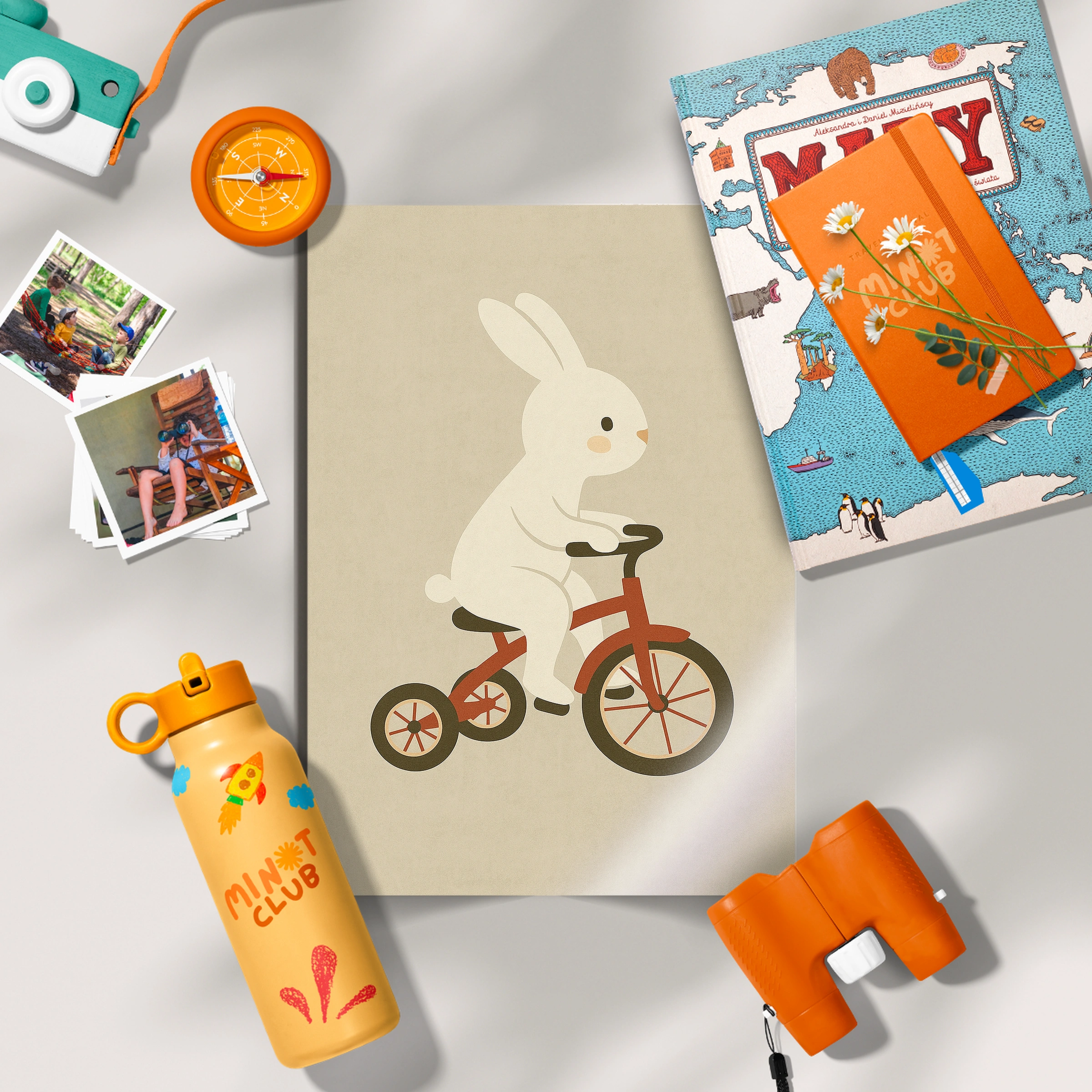 Rabbit on a Tricycle Nursery Print