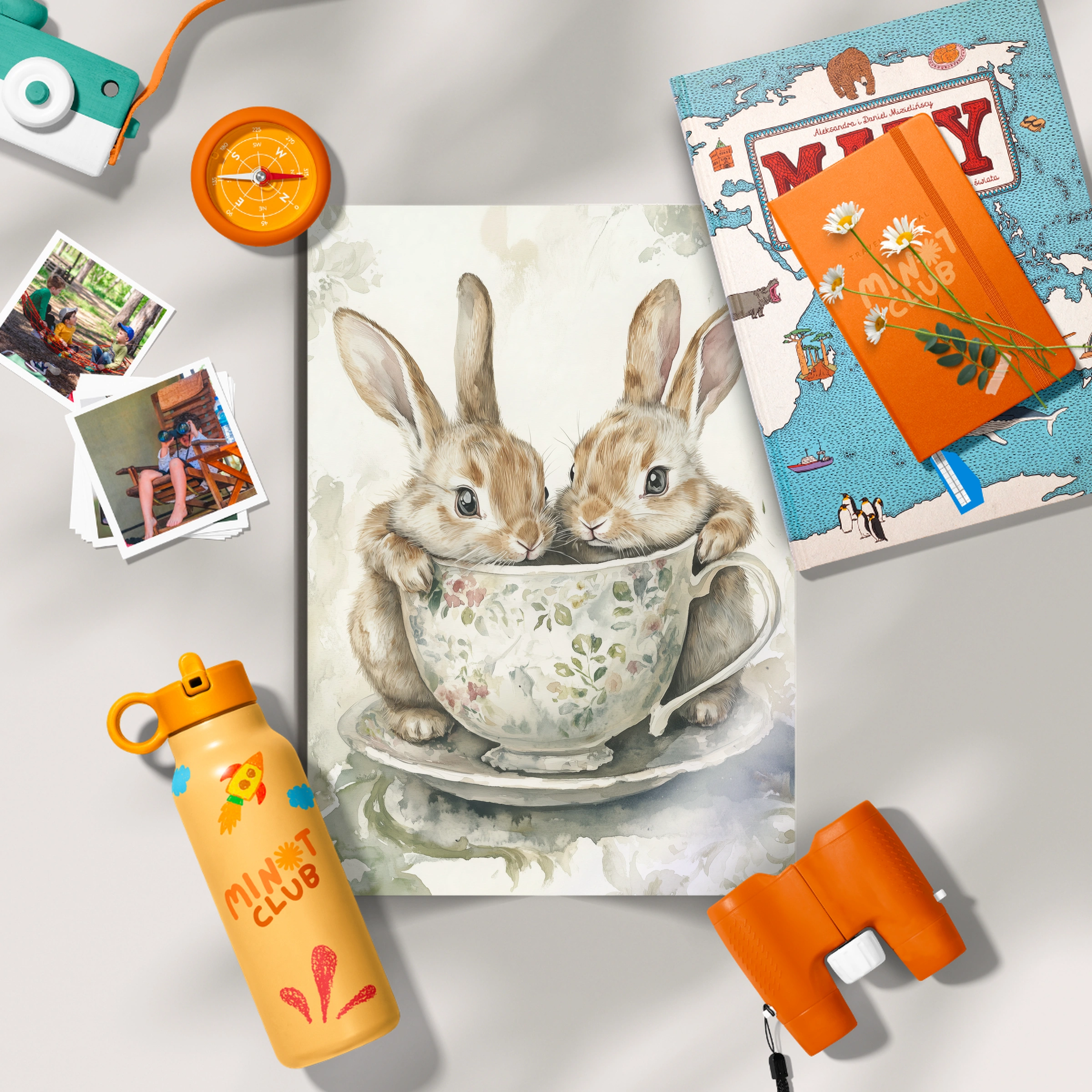 Rabbits in a Teacup Nursery Print