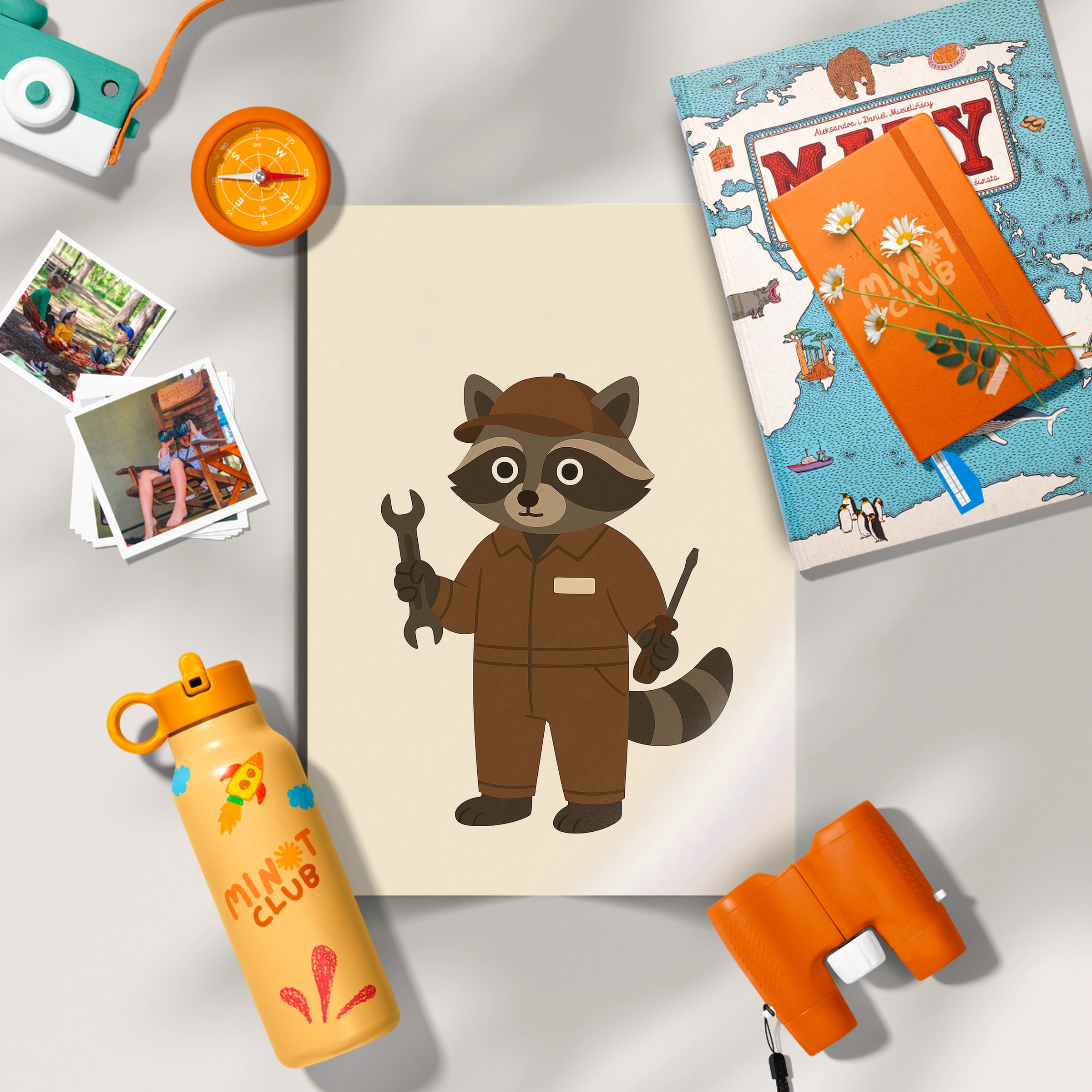 Raccoon at Work Nursery Print