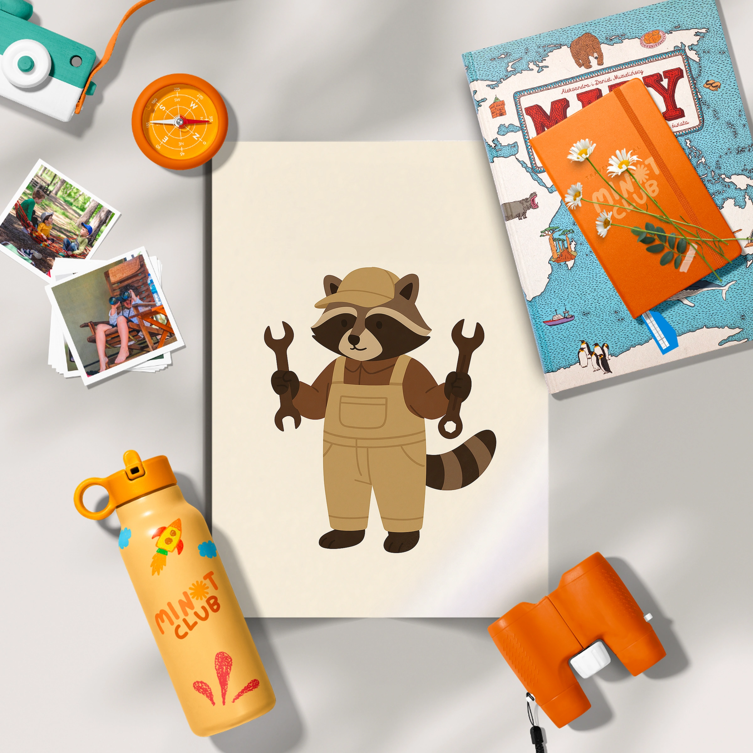 Raccoon Mechanic Nursery Print