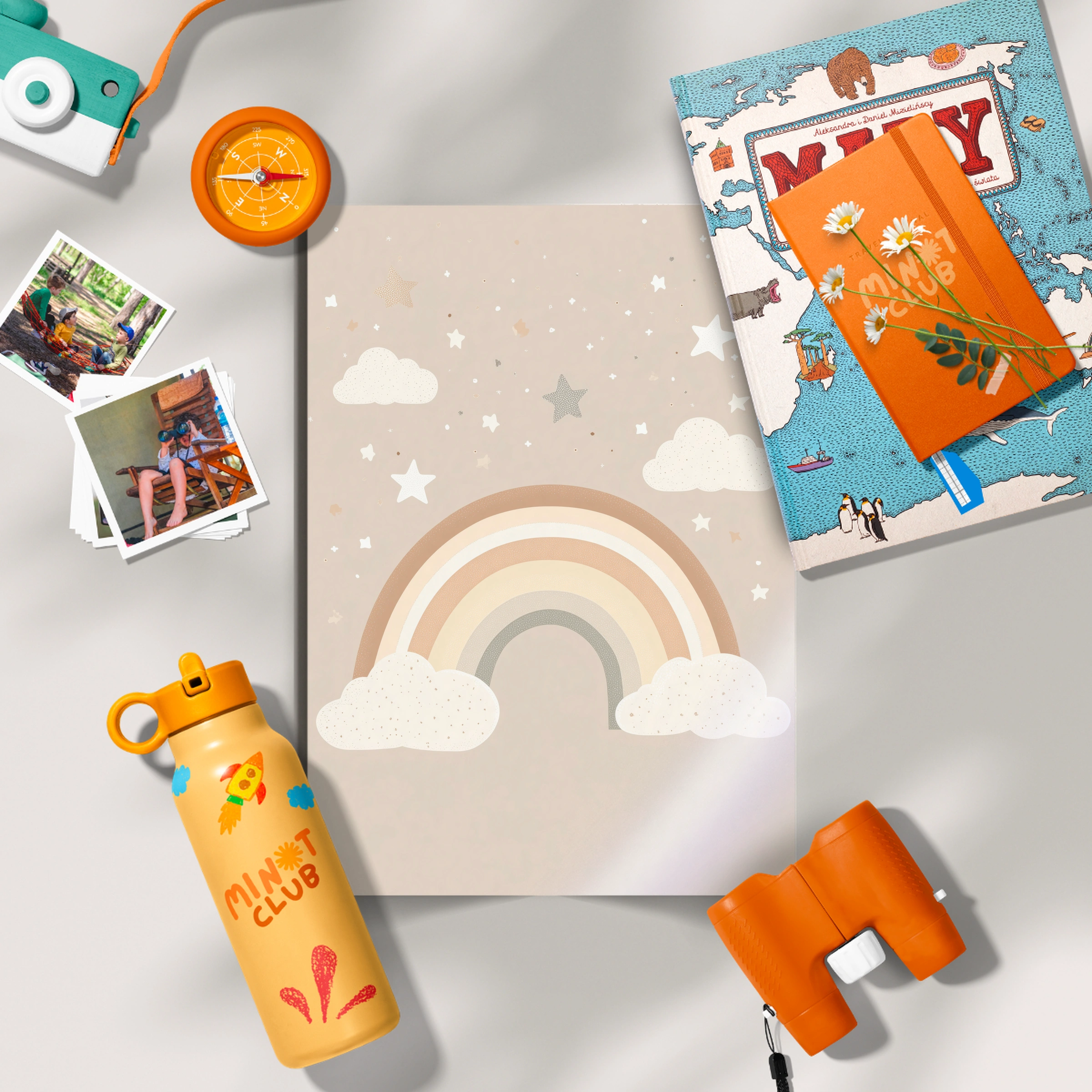 Rainbow and Clouds Nursery Print