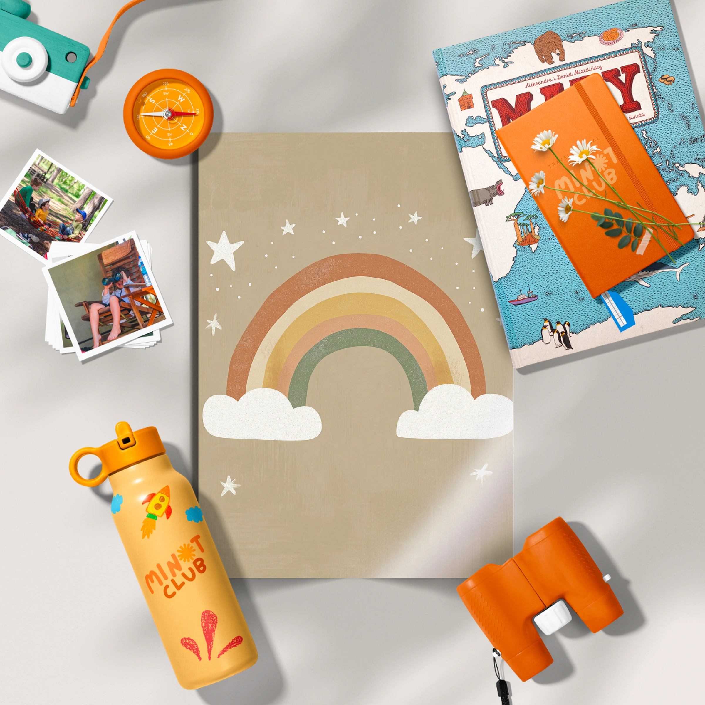 Rainbow and Stars Nursery Print