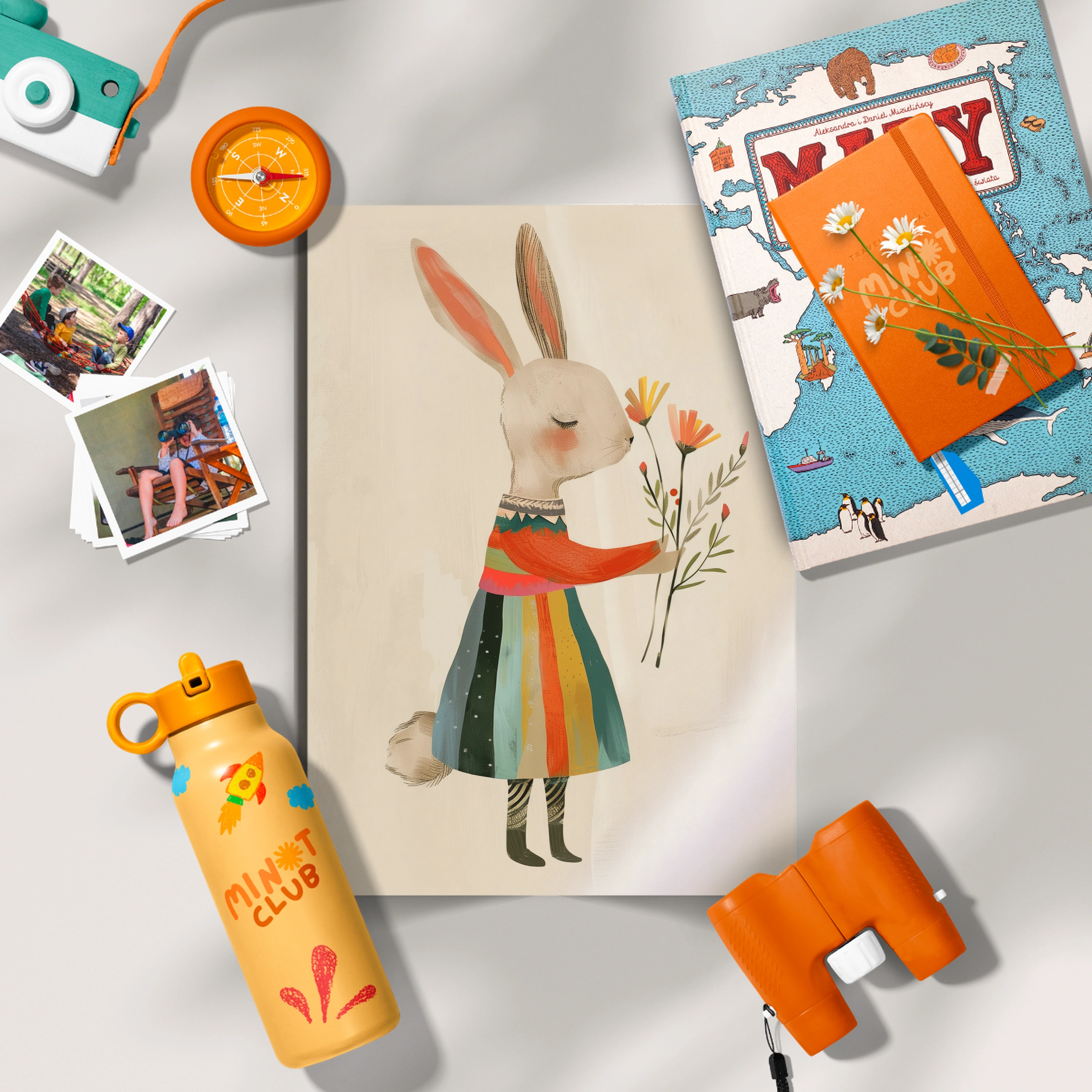 Rainbow Dress Rabbit Nursery Print