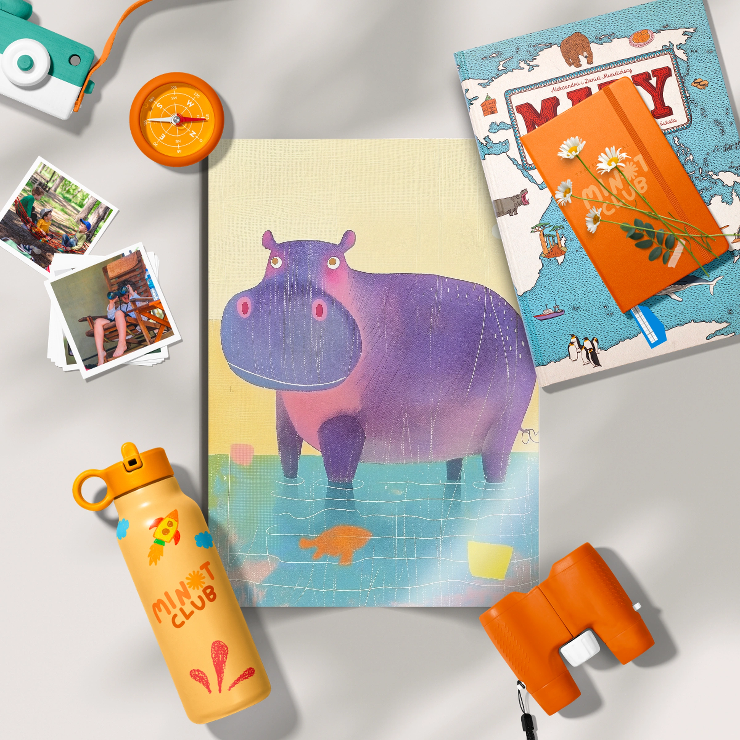 Rainbow Hippo Nursery Print