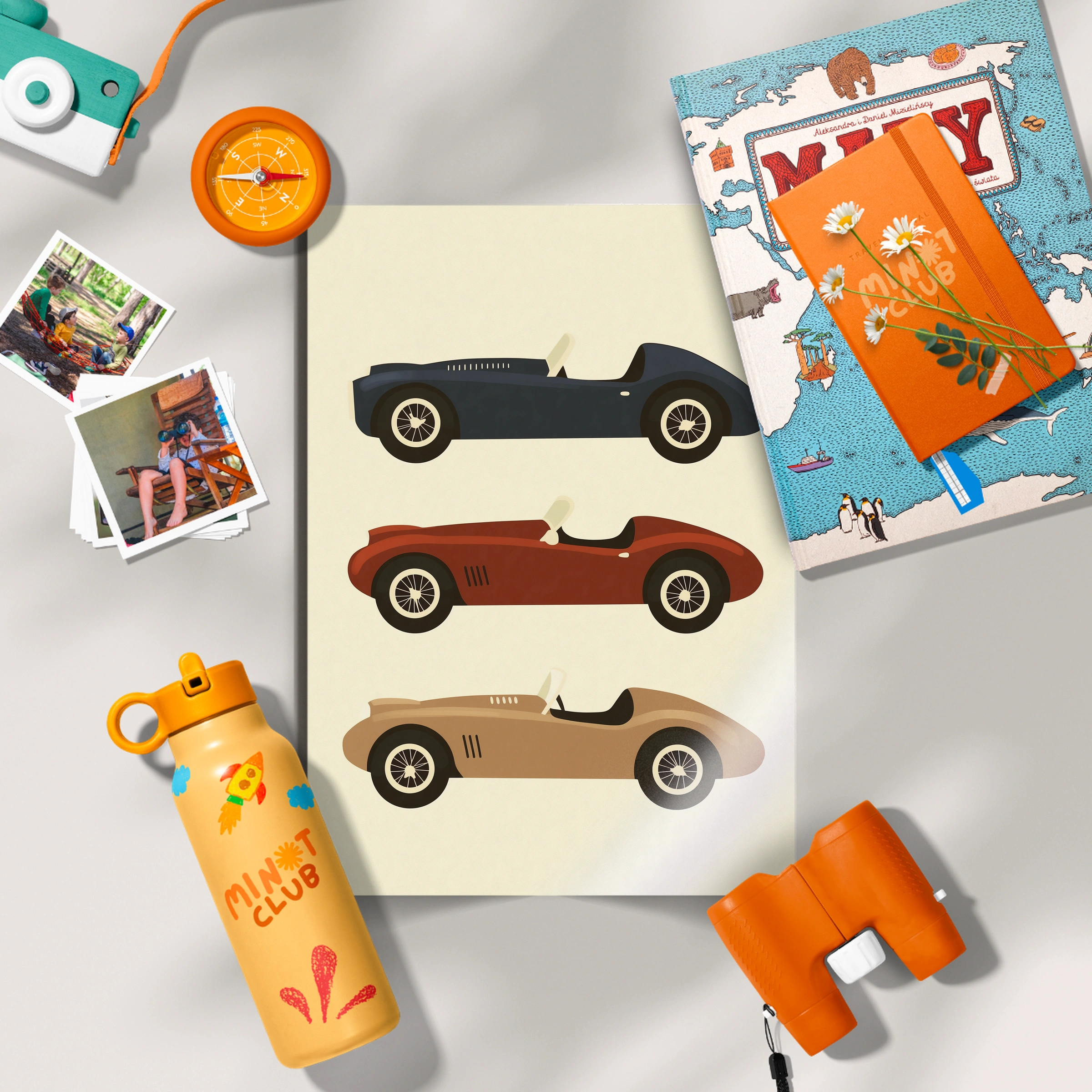 Retro Race Cars Nursery Print