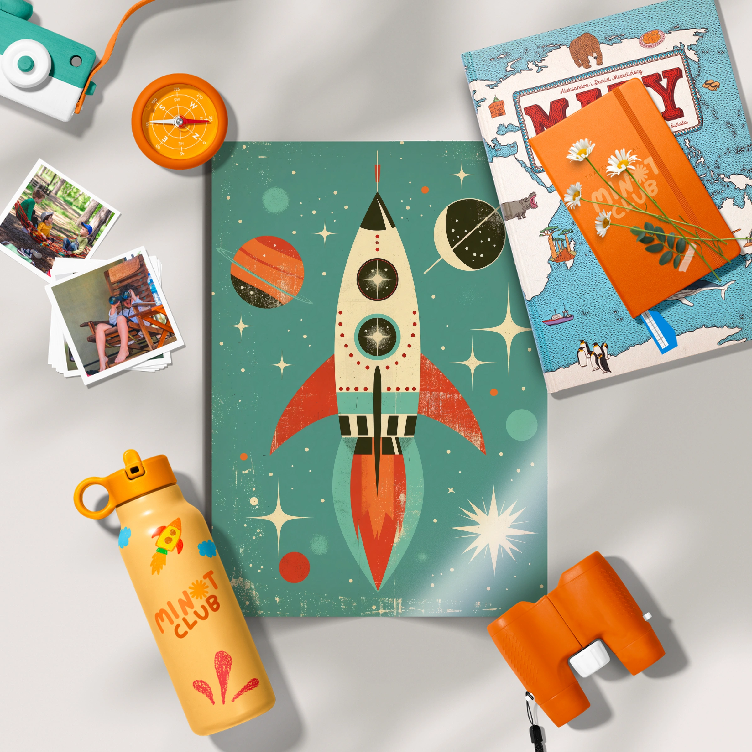Retro Rocket Nursery Print