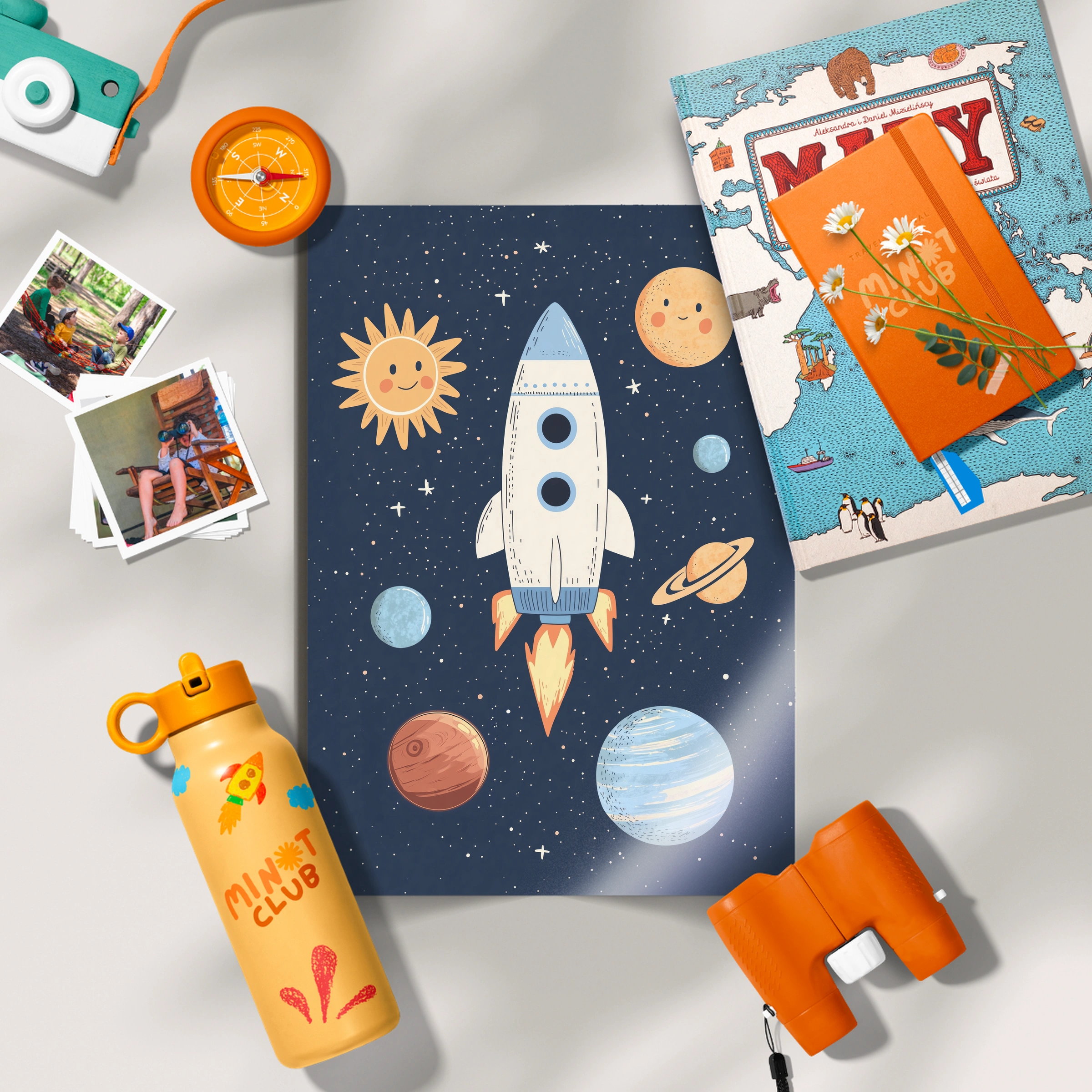 Rocket and Planets Nursery Print
