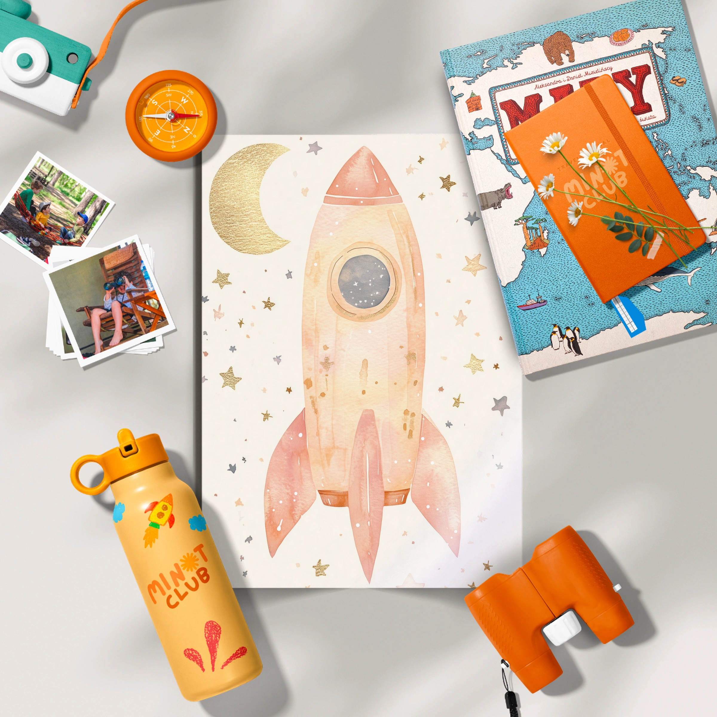 Rocket and Stars Nursery Print