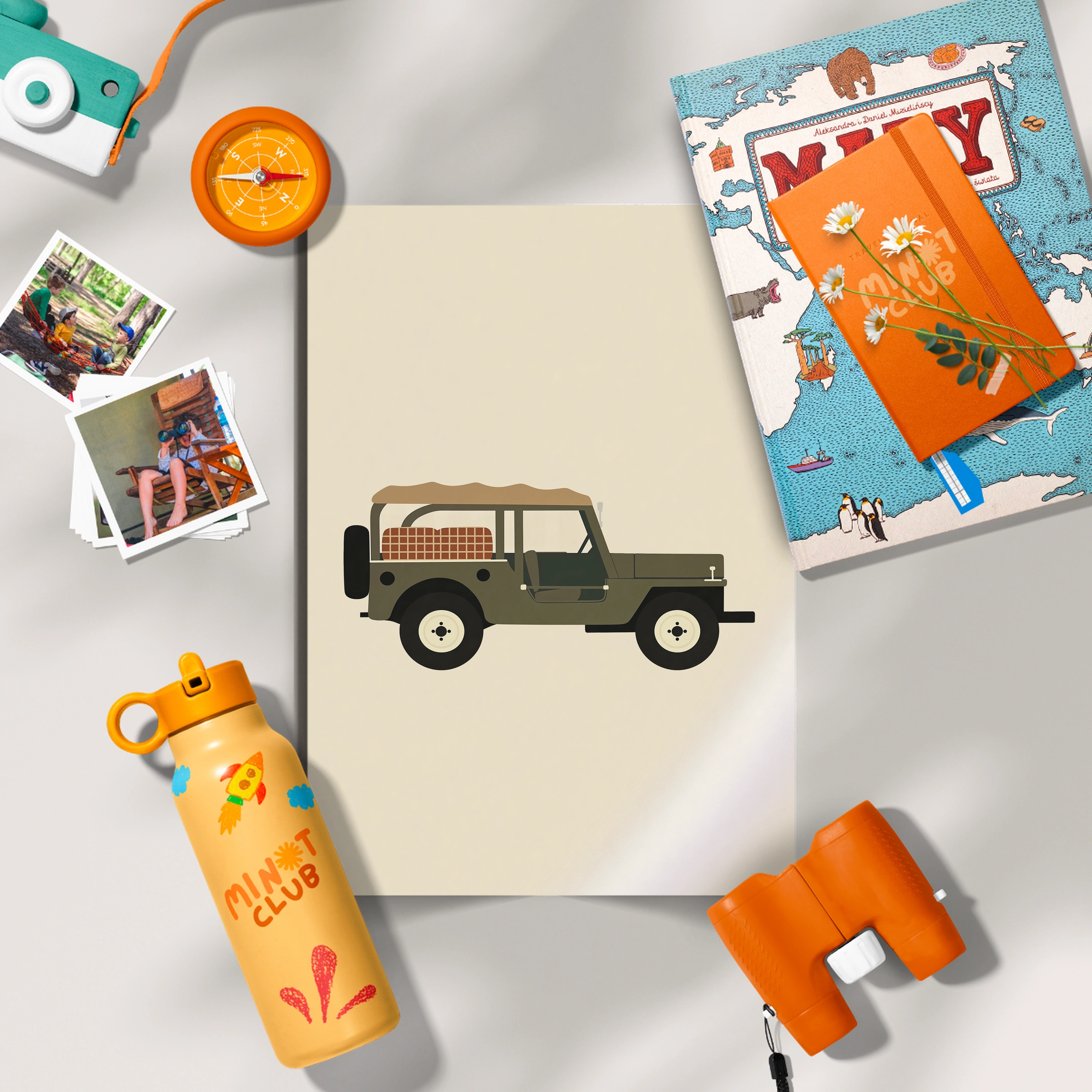 Safari Land Rover Nursery Print