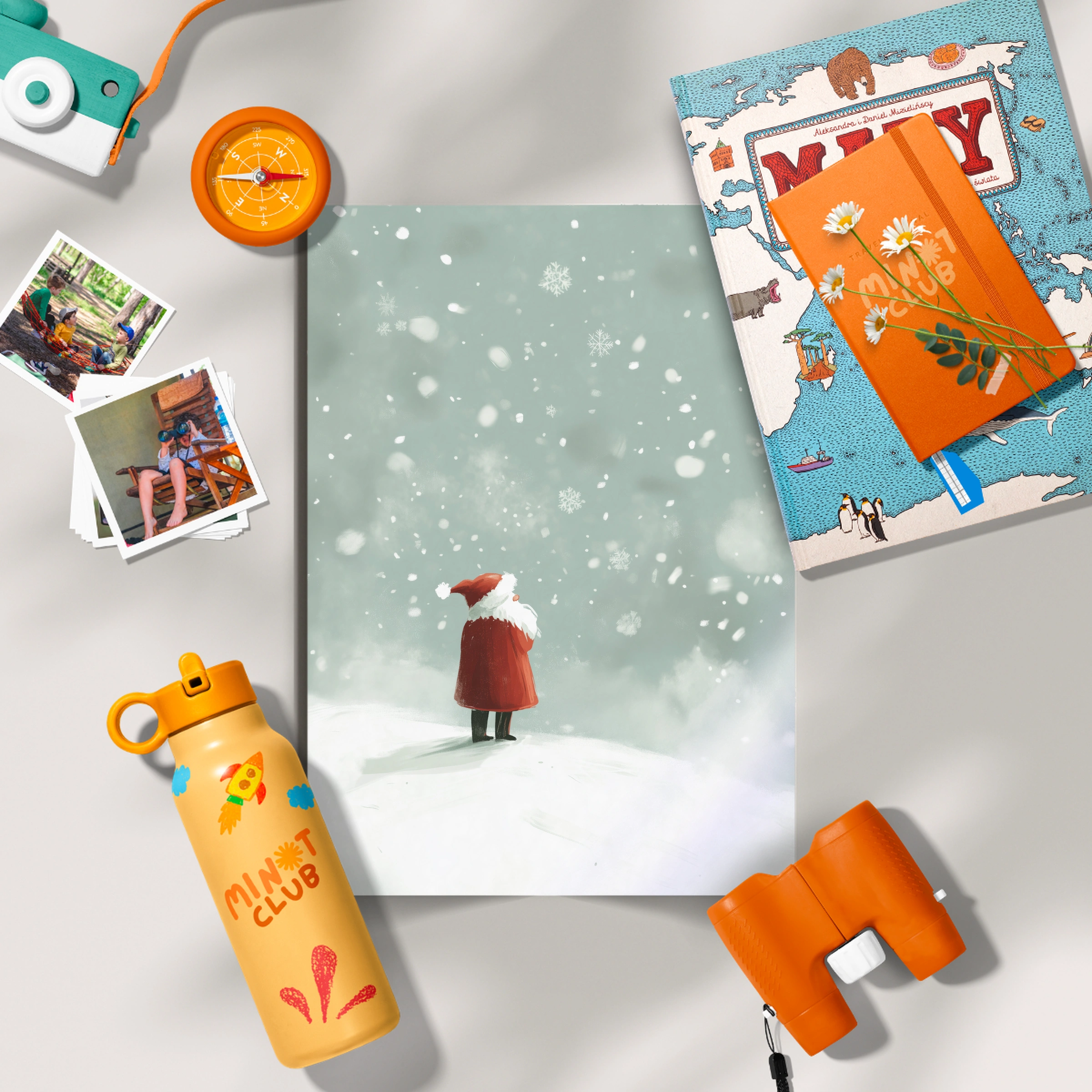 Santa in the Snow Christmas Print