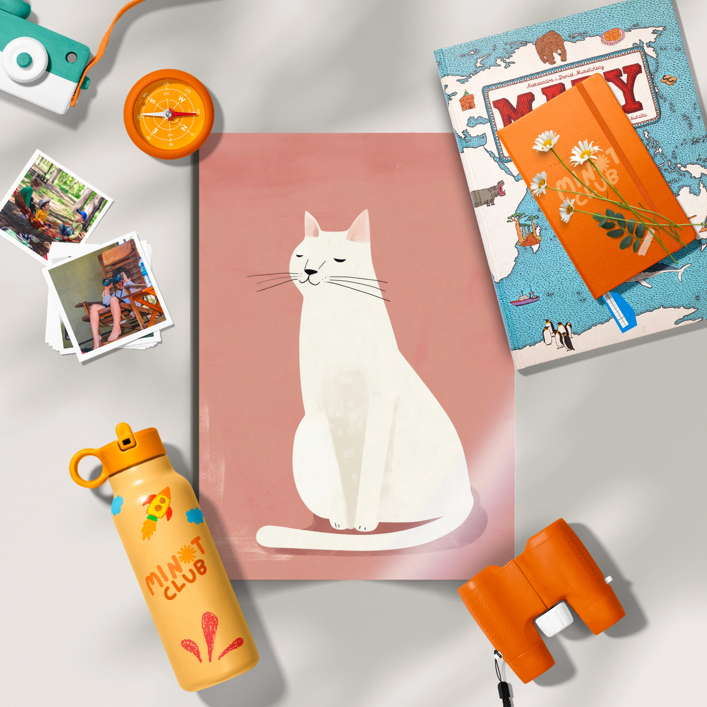 Serene White Cat Nursery Print