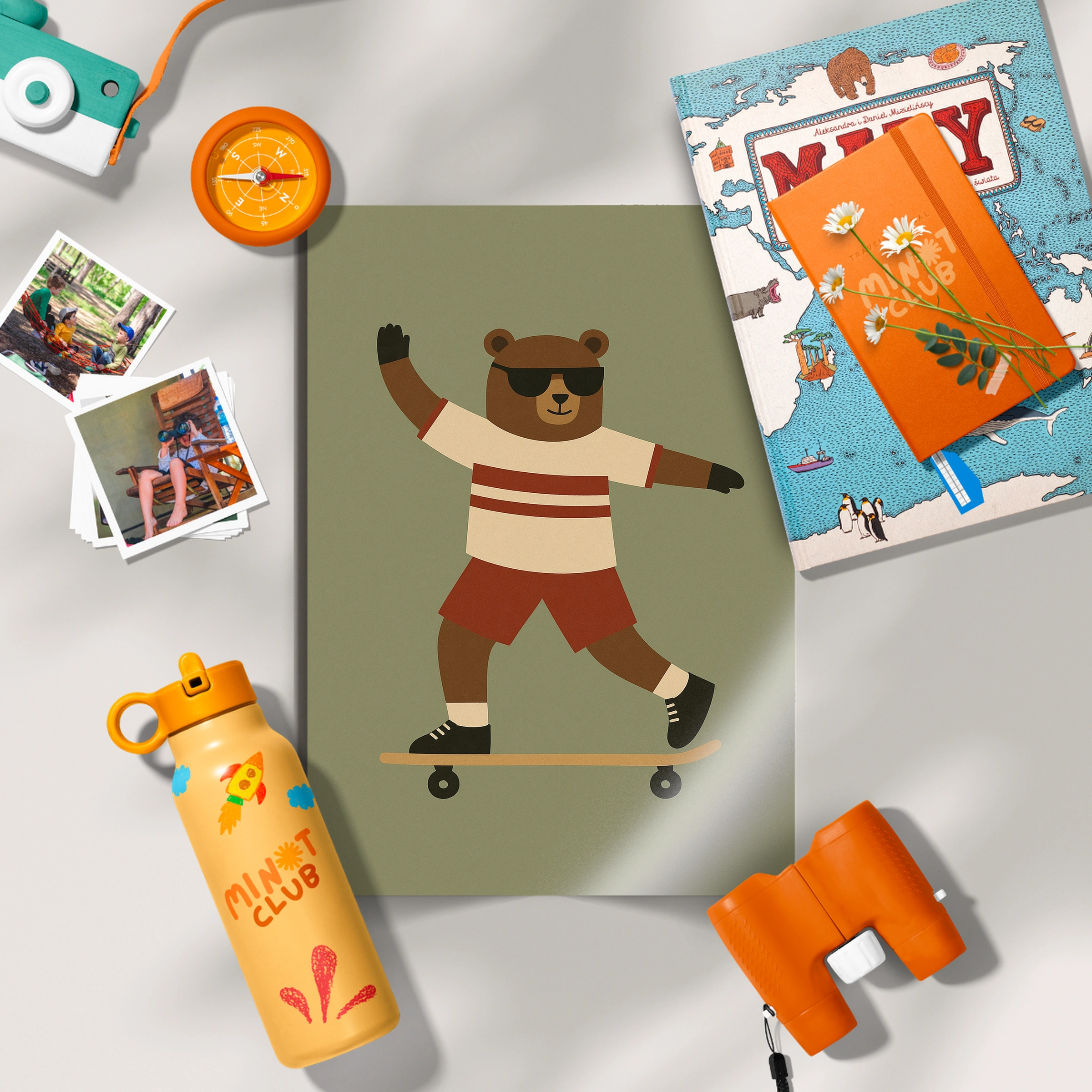 Skateboard Bear Nursery Print