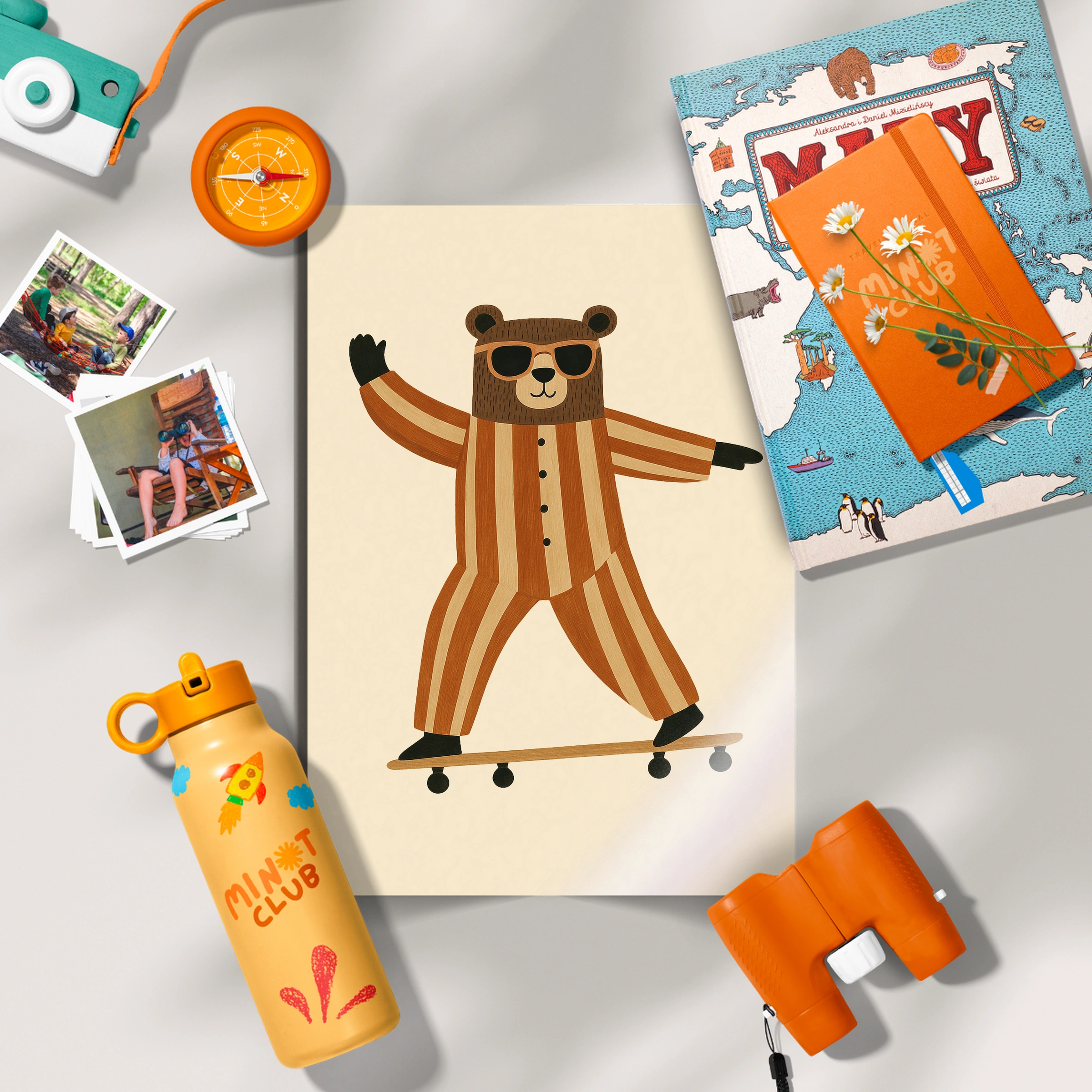Skateboarding Bear Nursery Print
