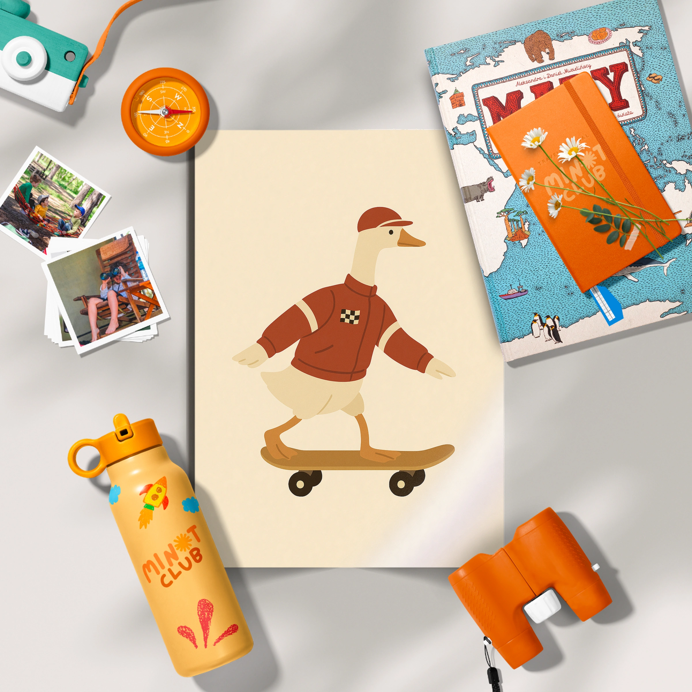 Skateboarding Goose Nursery Print