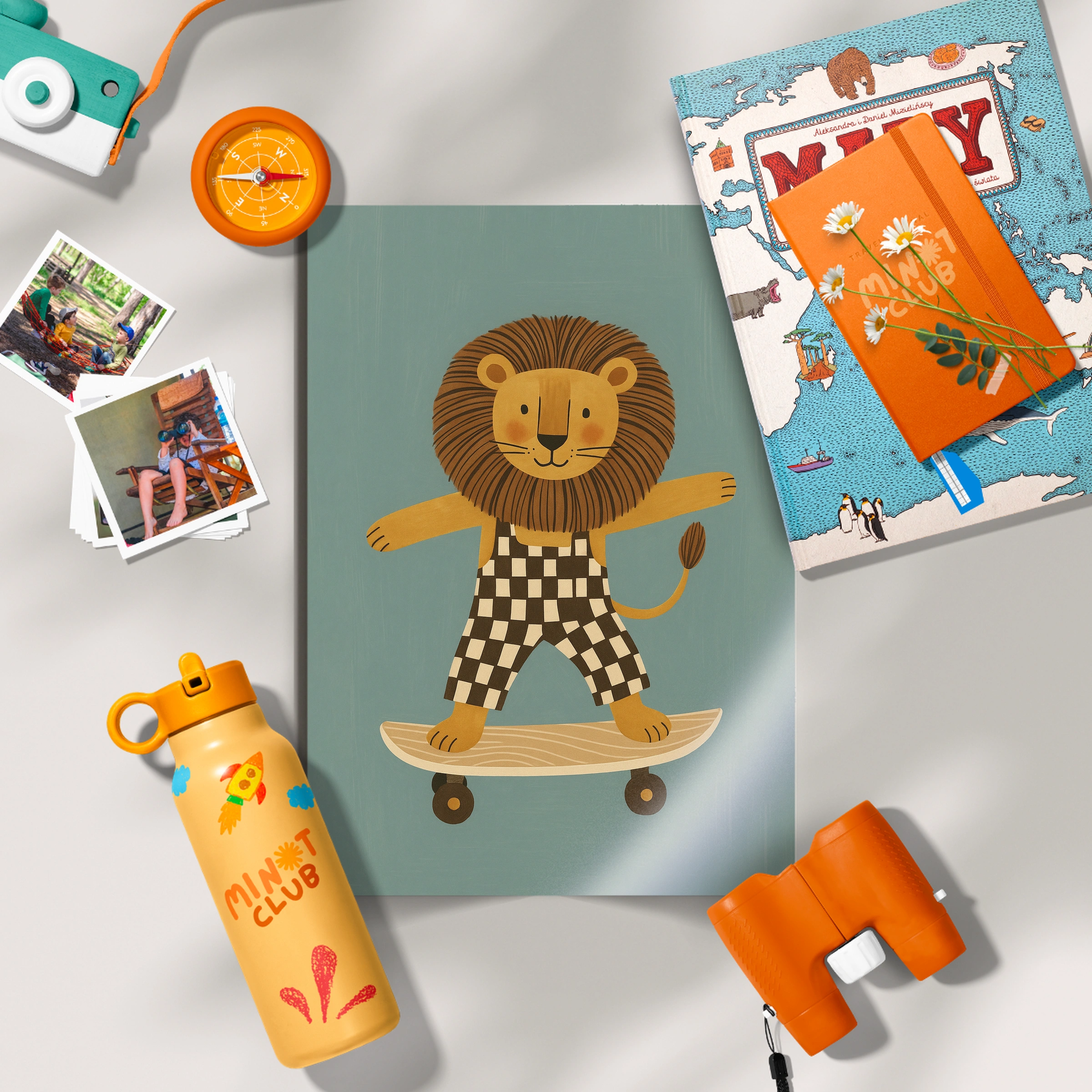 Skateboarding Lion Nursery Print