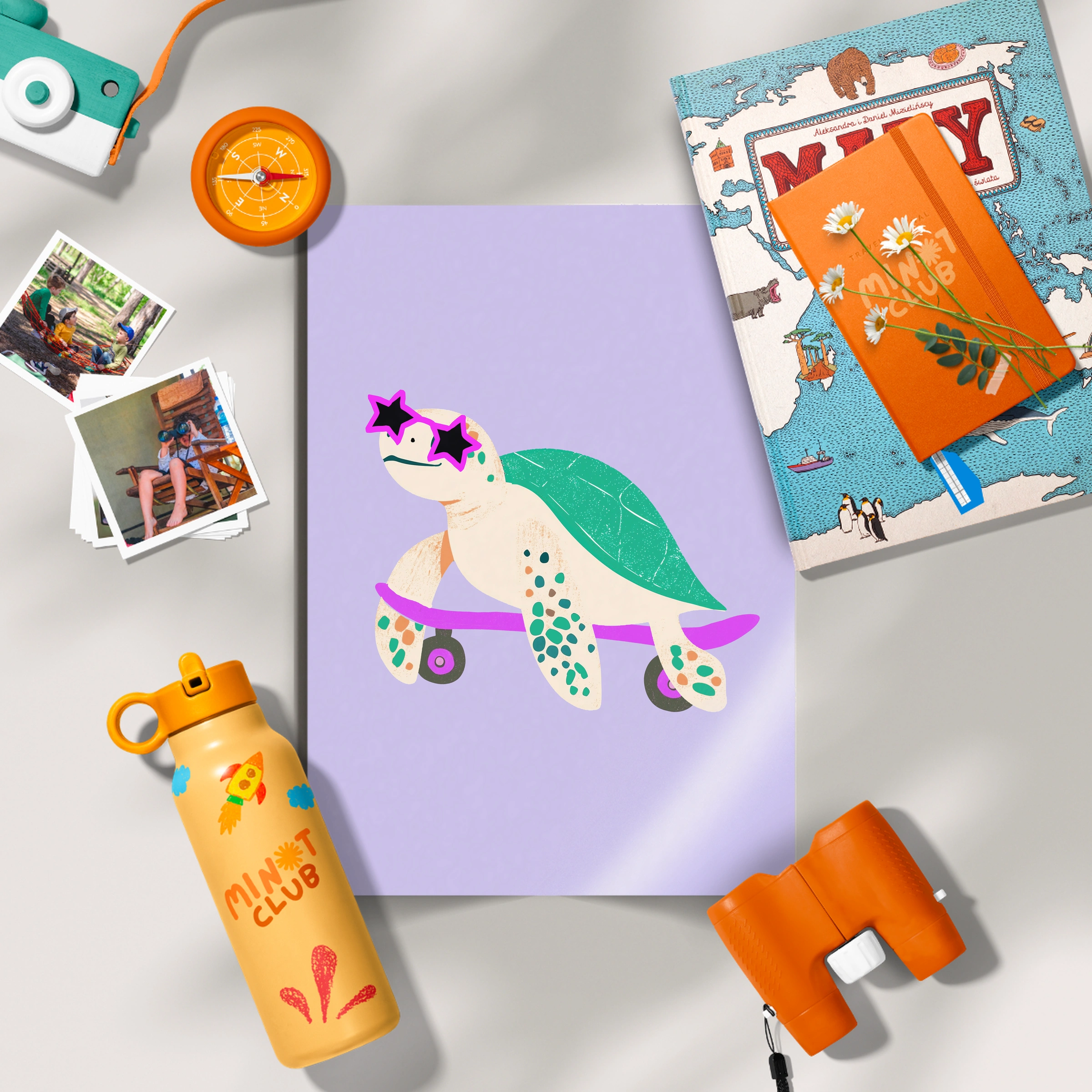 Skateboarding Turtle Nursery Print