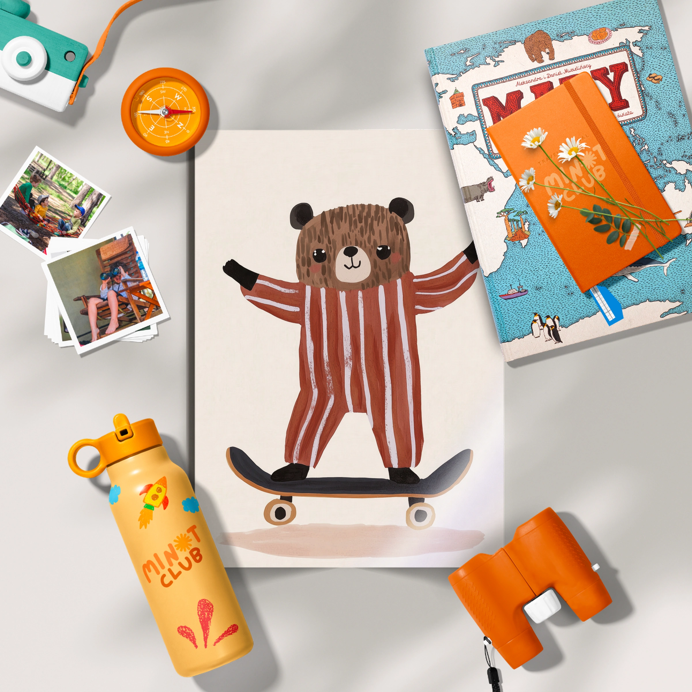 Skater Bear Nursery Print