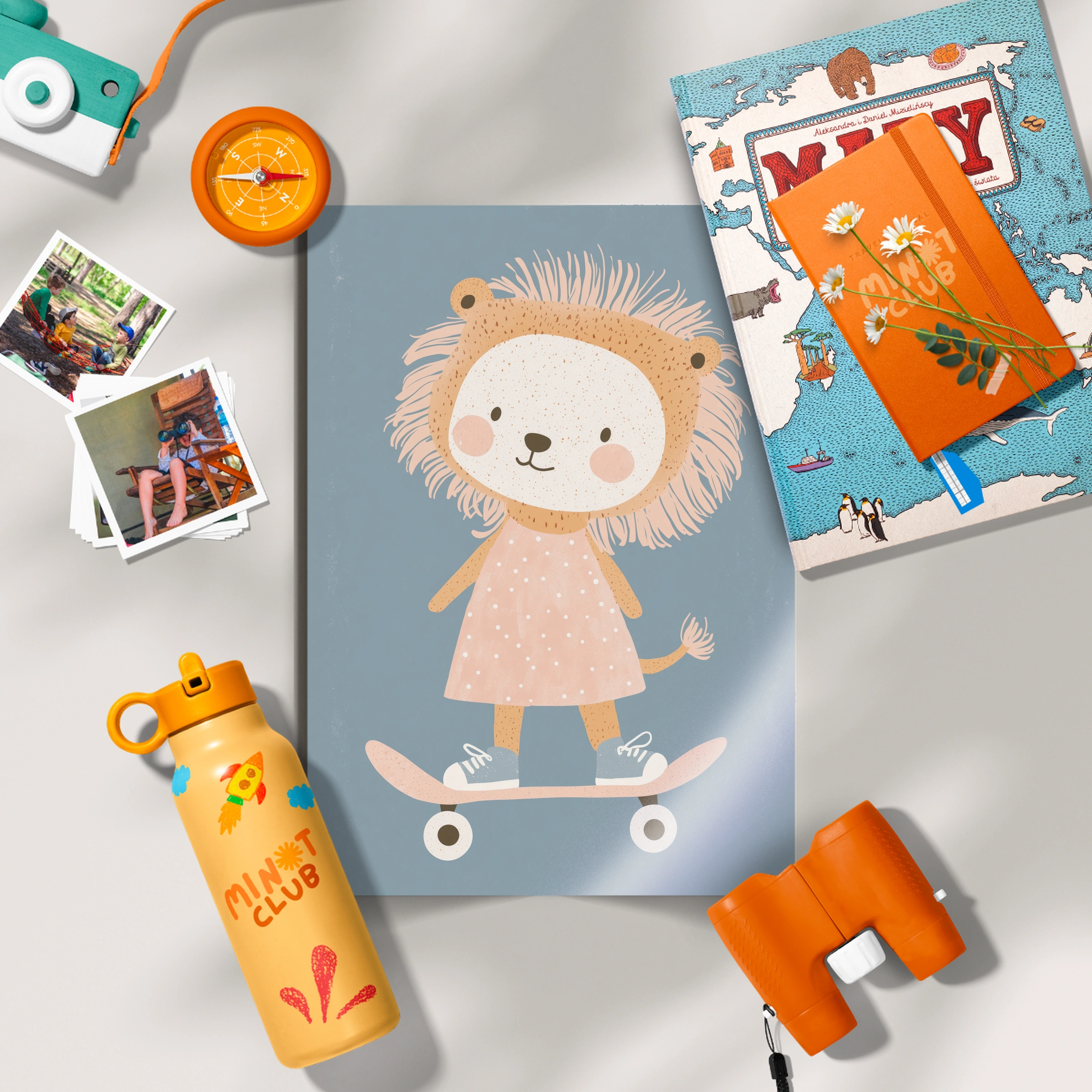 Skater Lion Nursery Print