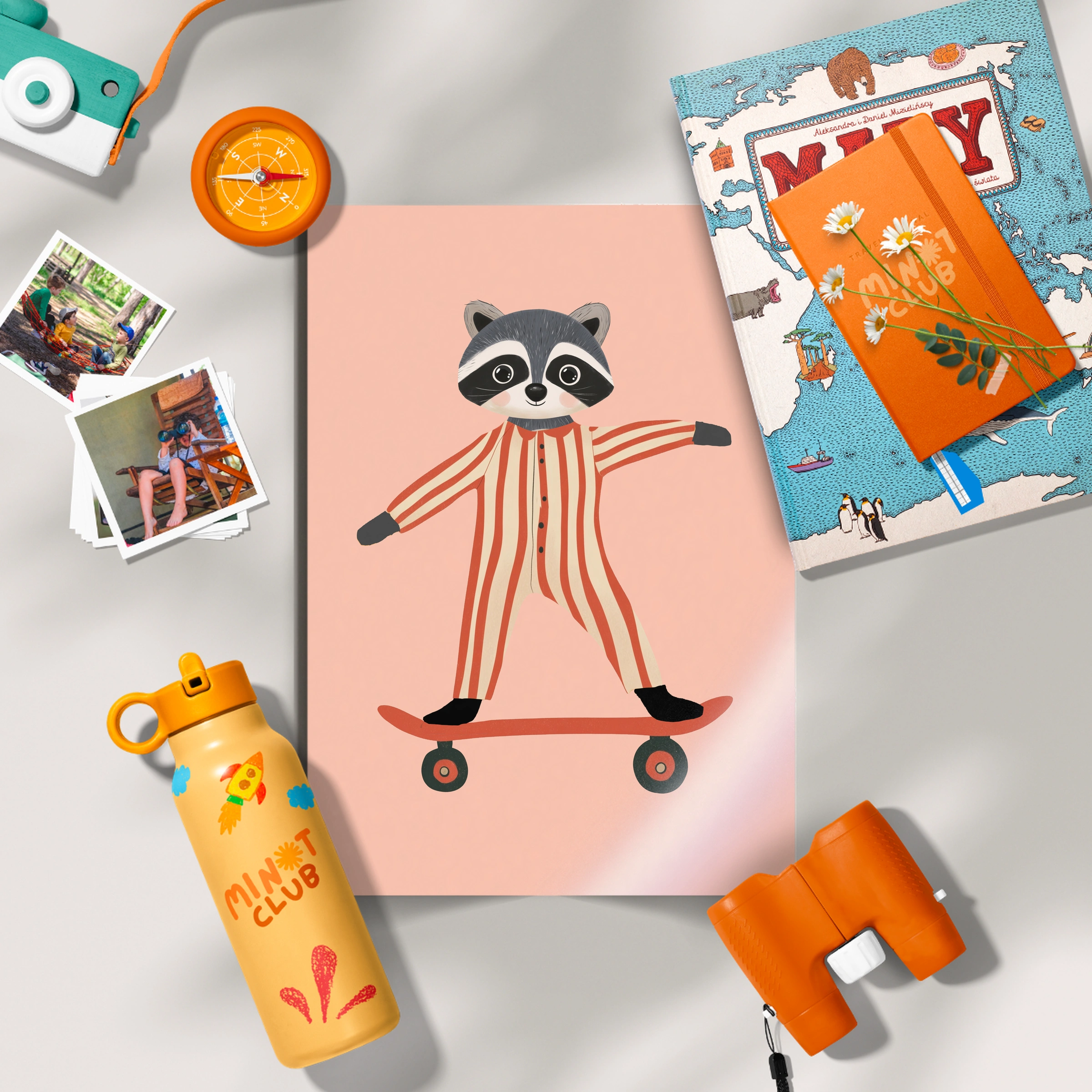 Skater Raccoon Nursery Print