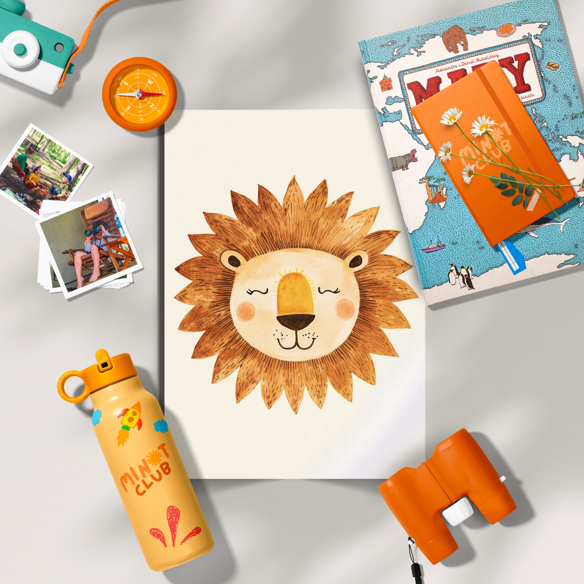 Sleepy Lion Face Nursery Print